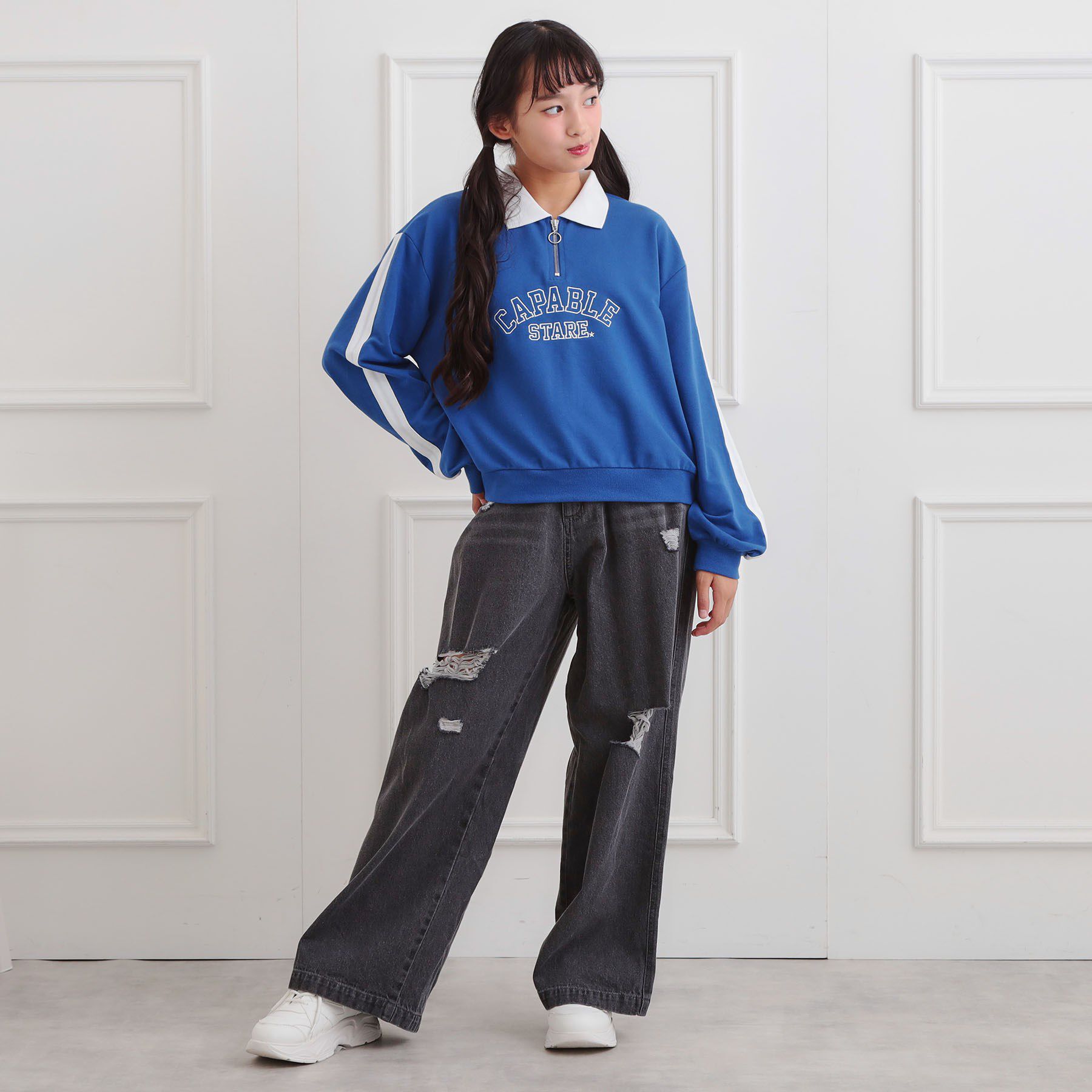 PINK-latte「ダメージワイドデニムパンツ」|その他|