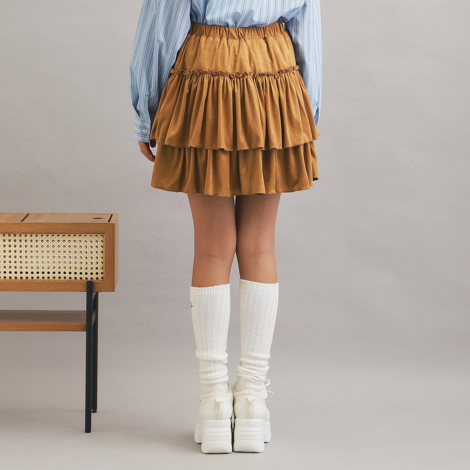 PINK-latte「フェイクスエードティアードスカート」|スカート|