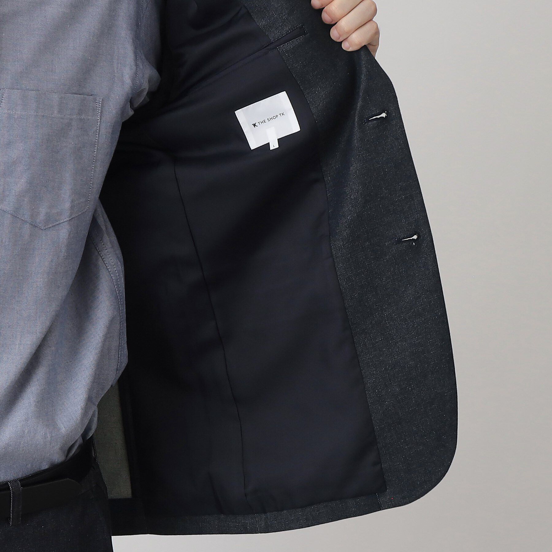 THE SHOP TK「エバーデニムジャケット【セットアップ可/ビジネス対応/色落ちしにくい/ストレッチ素材】」|テーラードジャケット|
