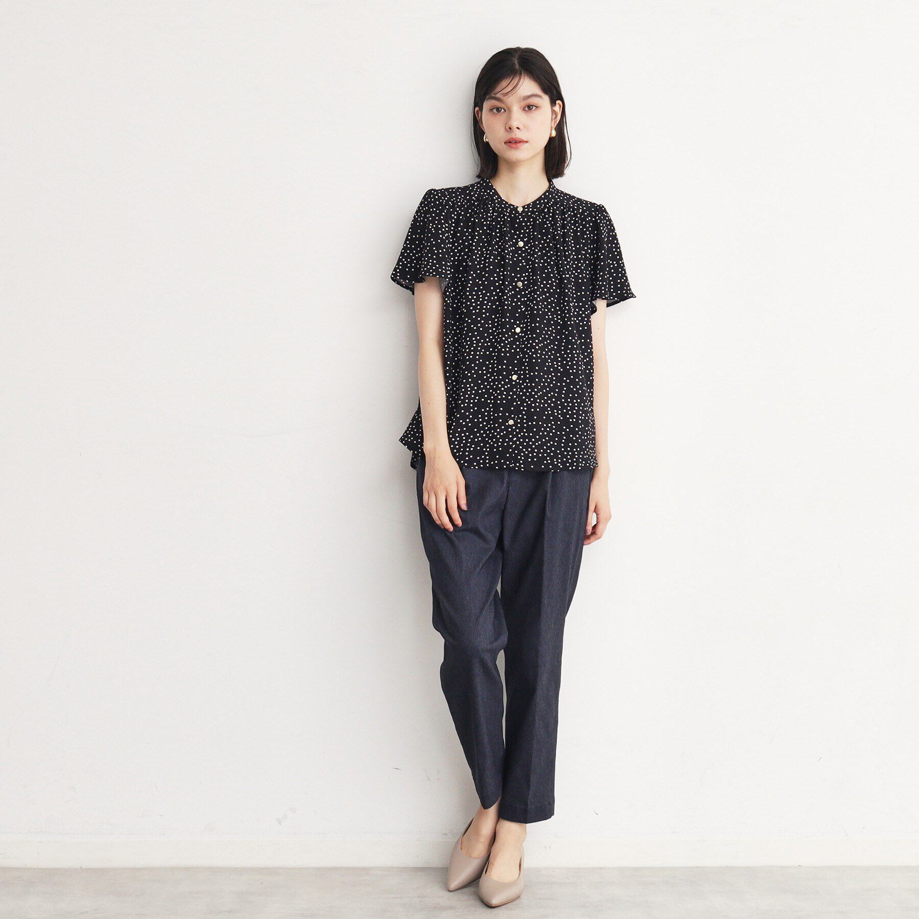 THE SHOP TK「ギャザー半袖ブラウス【手洗い可】」|シャツ・ブラウス|