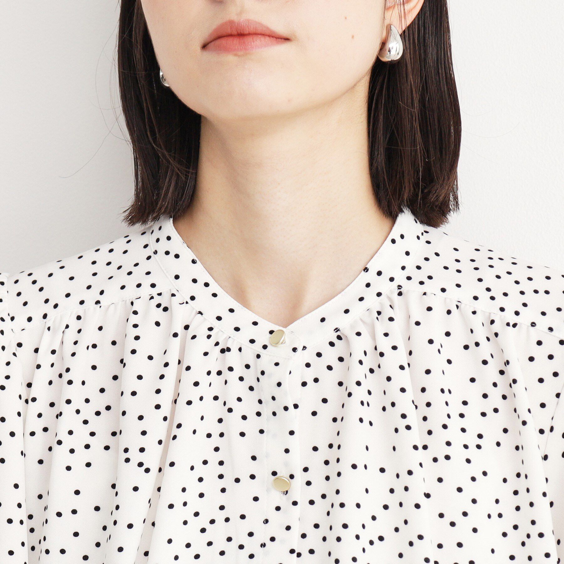 THE SHOP TK「ギャザー半袖ブラウス【手洗い可】」|シャツ・ブラウス|