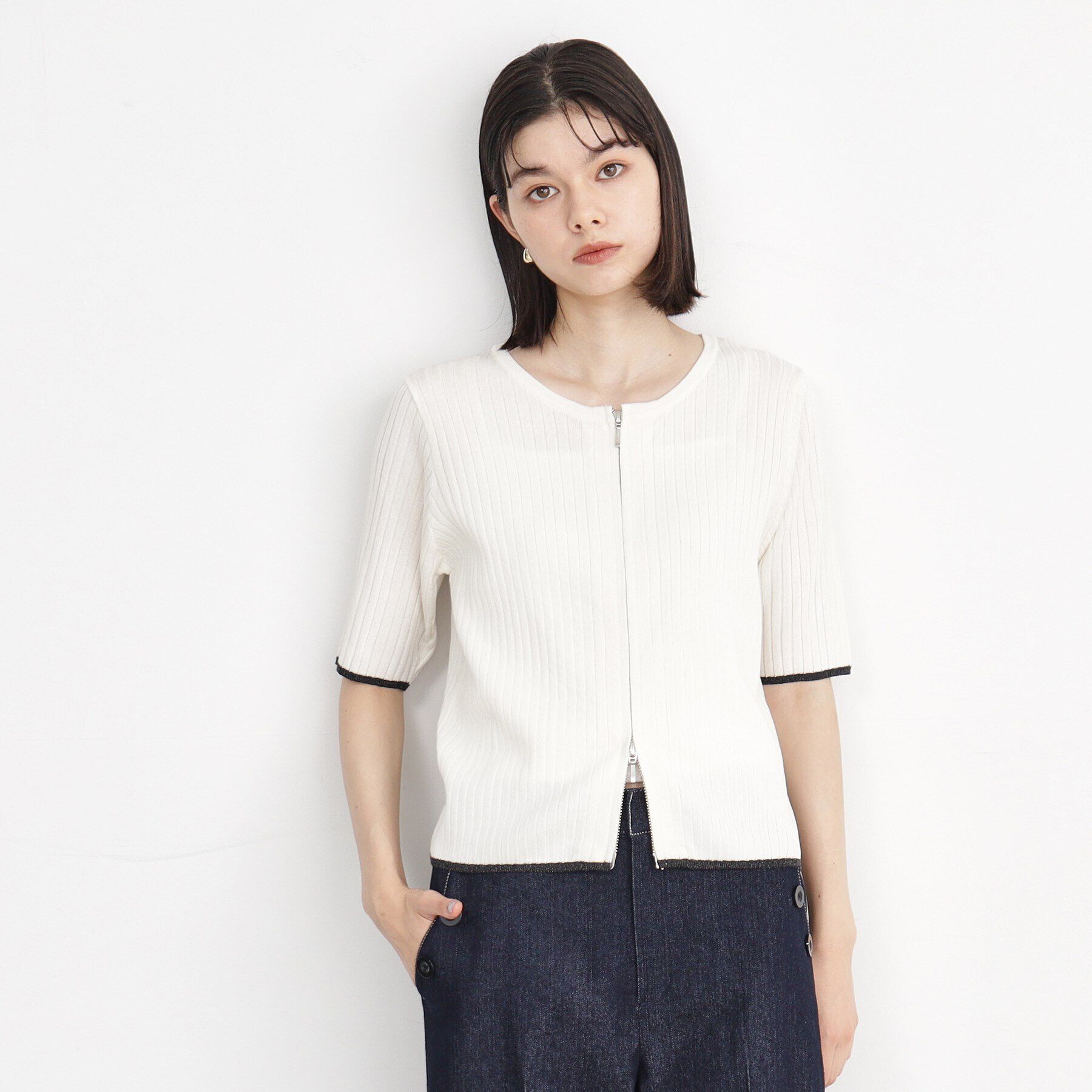 THE SHOP TK「【毛玉になりにくい】Wジップリブプルオーバー/洗える」|ニット・セーター|