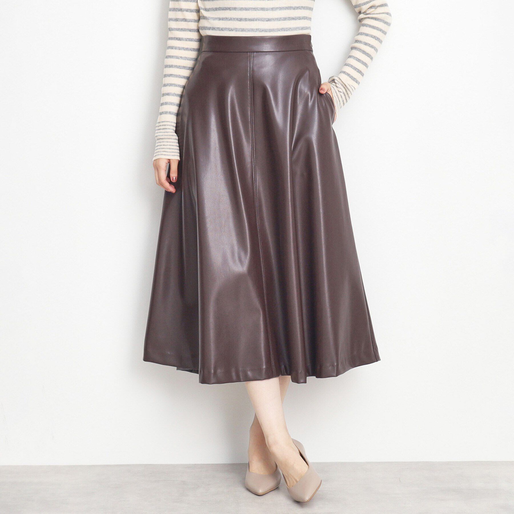 THE SHOP TK「合皮フレアスカート」|スカート|