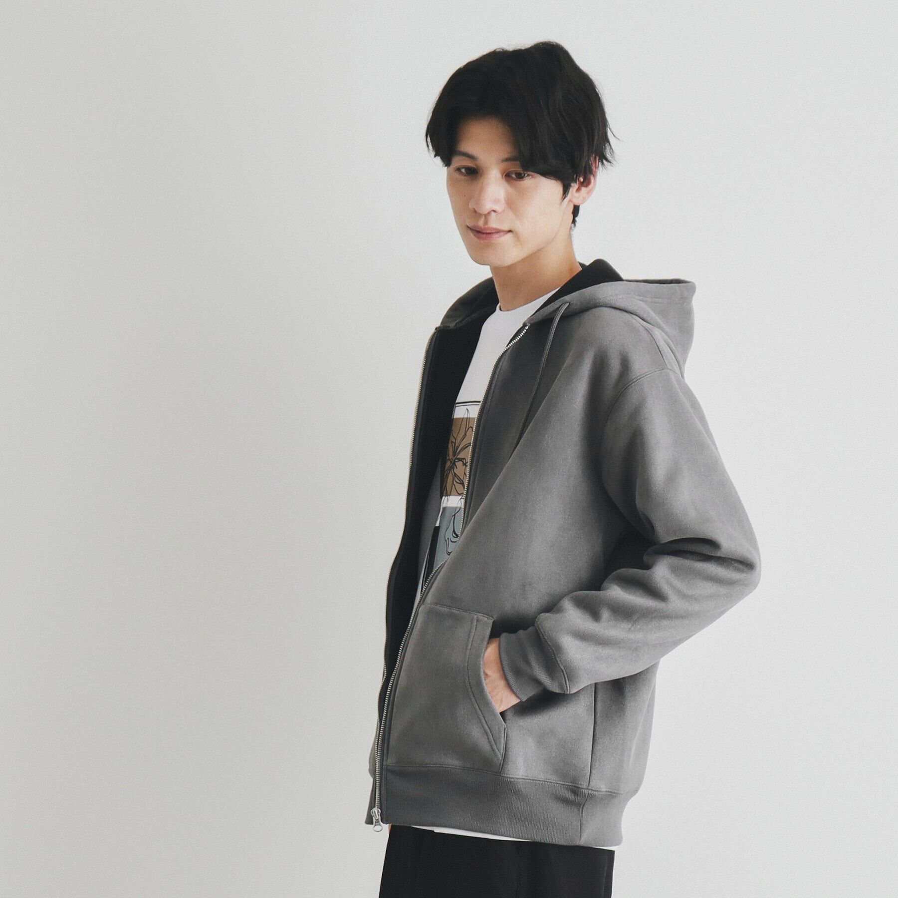 THE SHOP TK「スウェードライクダンボールジップパーカー」|パーカー|