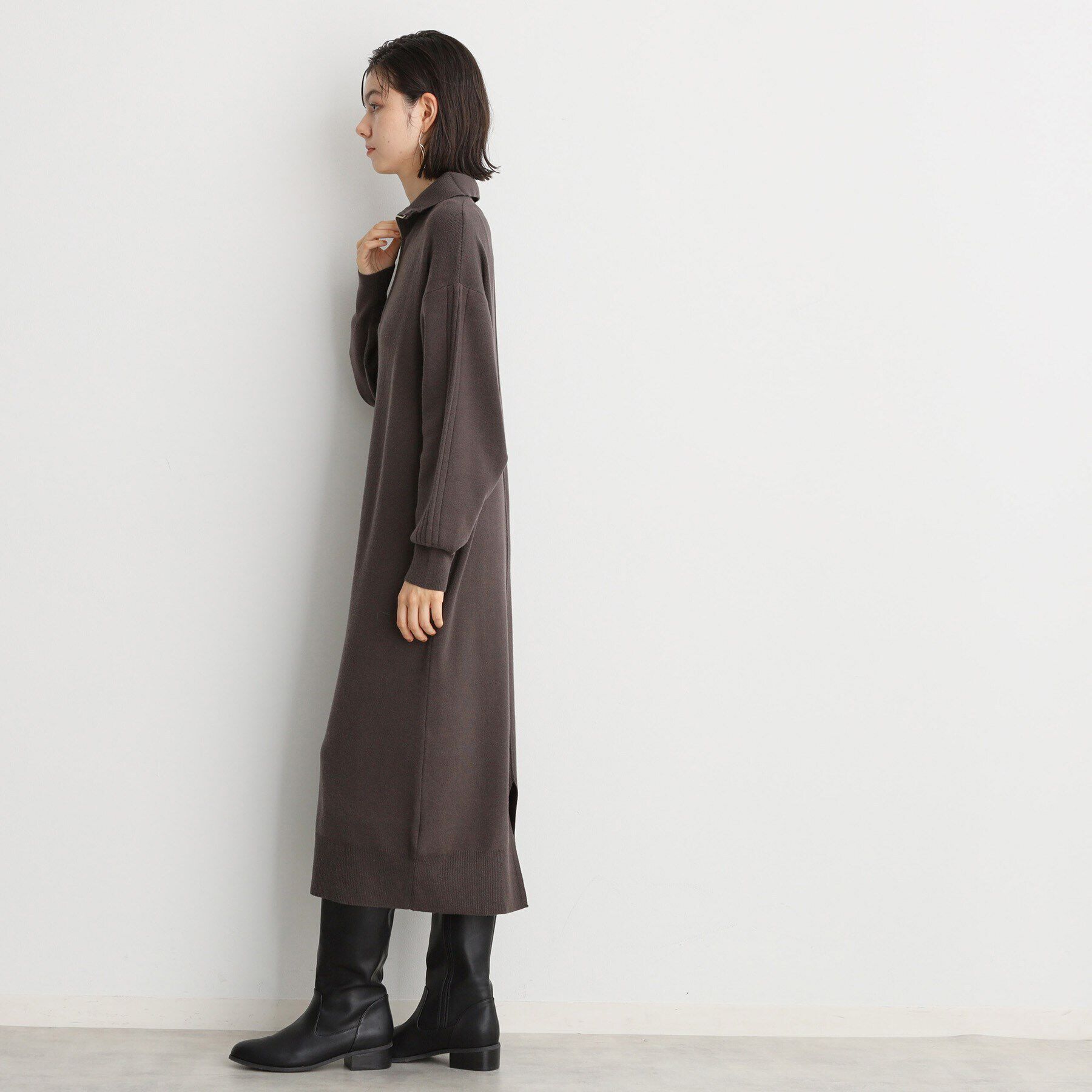 THE SHOP TK「【毛玉になりにくい/静電気防止】ハーフジップワンピース/洗える」|ワンピース|