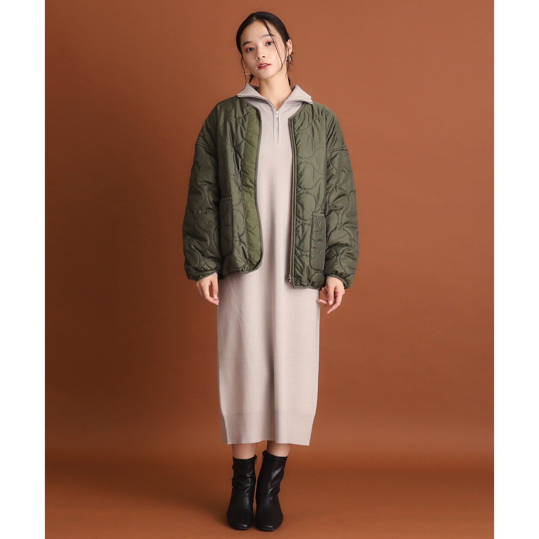 THE SHOP TK「【毛玉になりにくい/静電気防止】ハーフジップワンピース/洗える」|ワンピース|