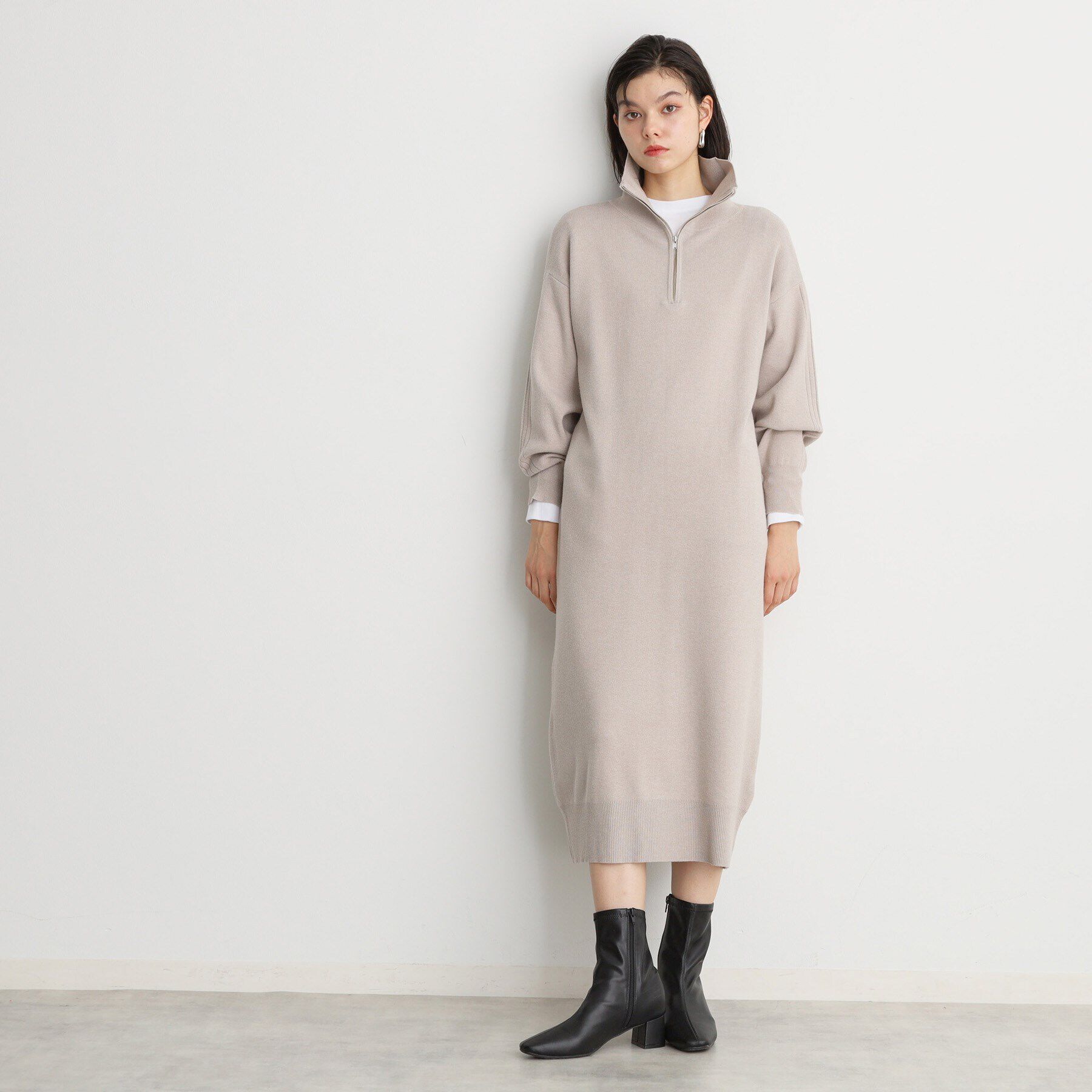 THE SHOP TK「【毛玉になりにくい/静電気防止】ハーフジップワンピース/洗える」|ワンピース|