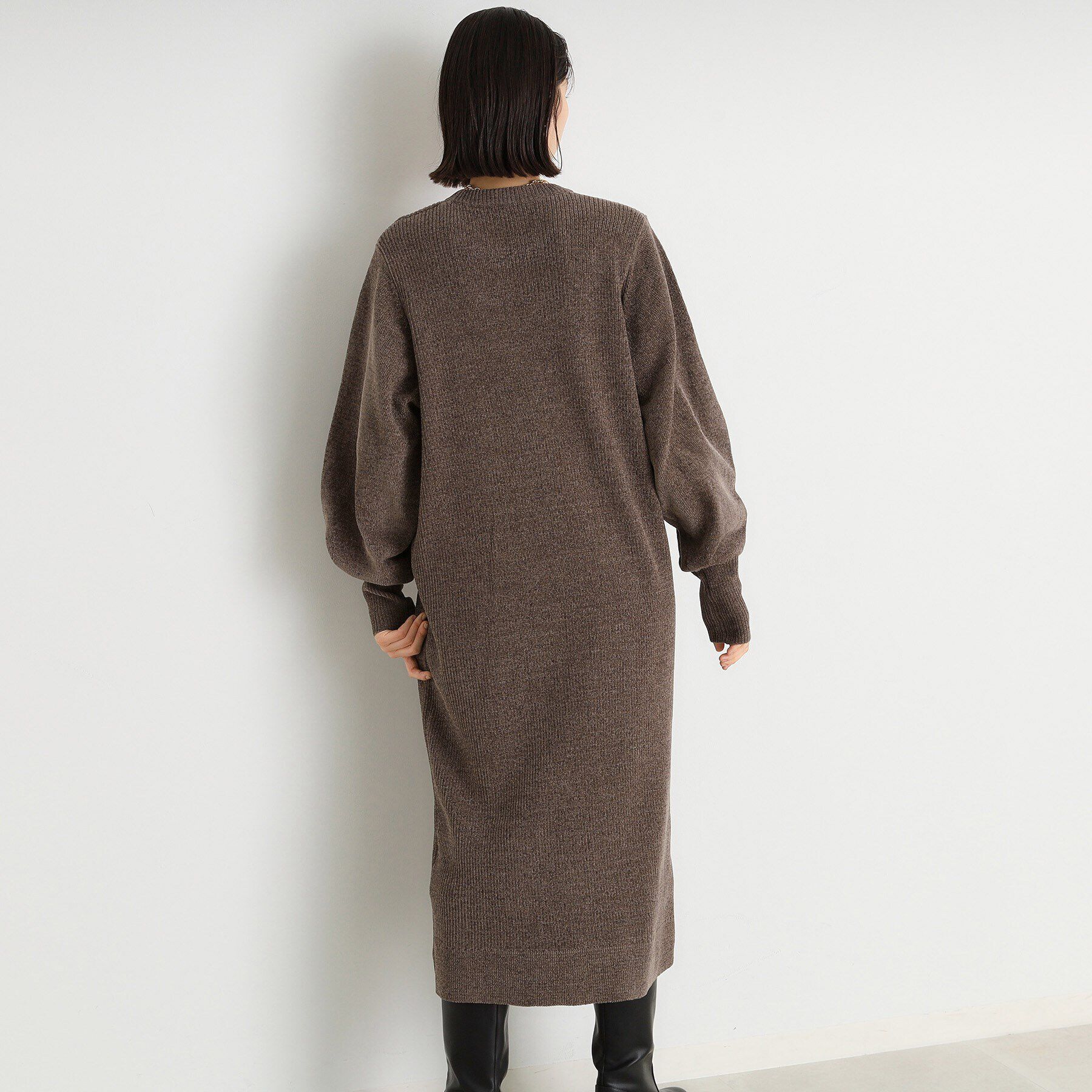 THE SHOP TK「ベロア風モールニットワンピース」|ワンピース|