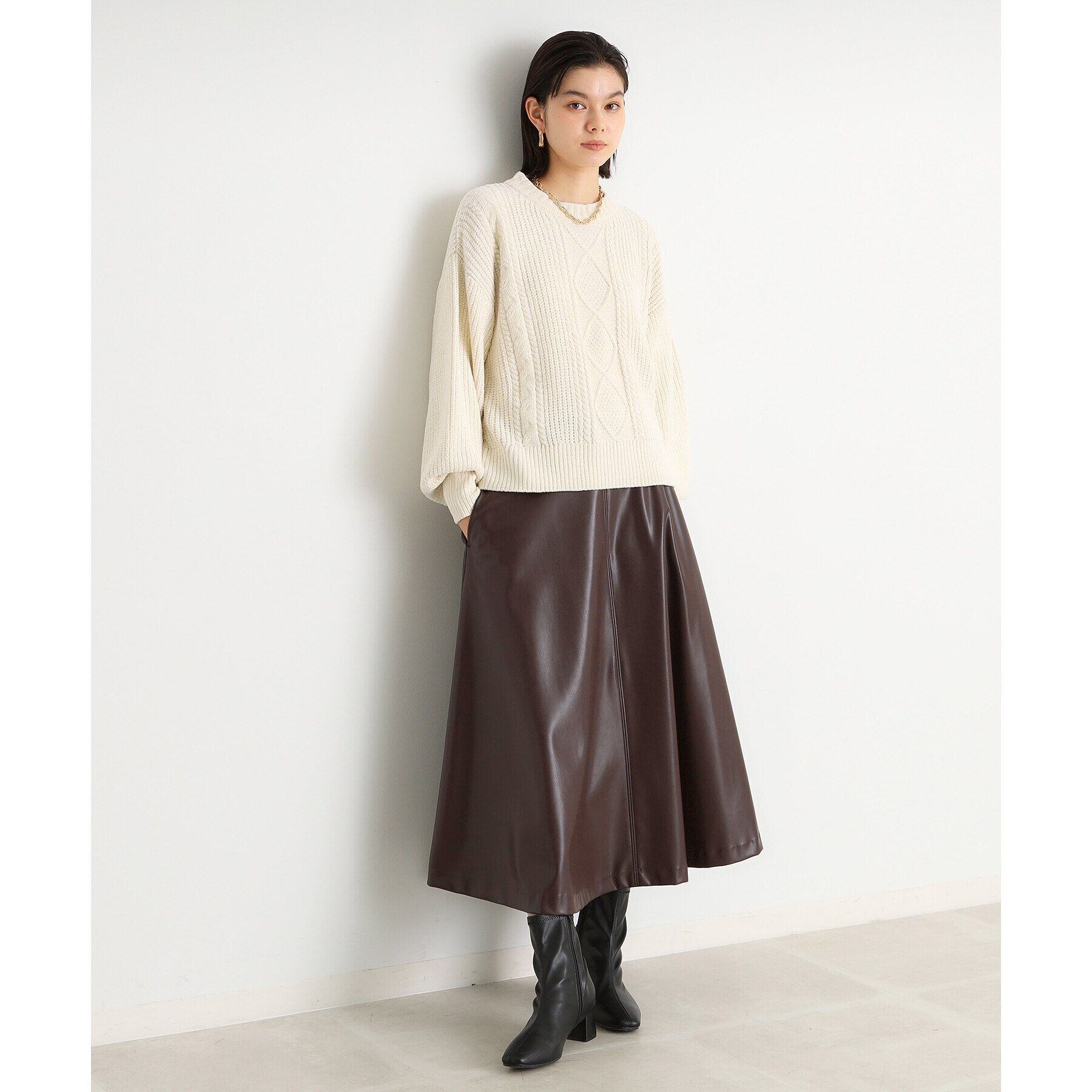 THE SHOP TK「ラメケーブルモールニット【洗える】」|ニット・セーター|