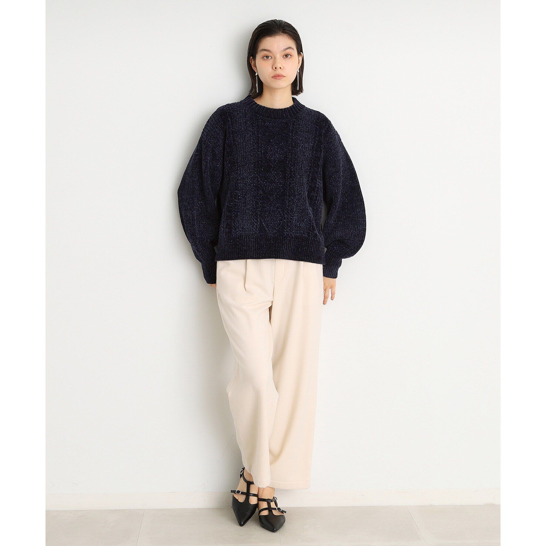 THE SHOP TK「ラメケーブルモールニット【洗える】」|ニット・セーター|