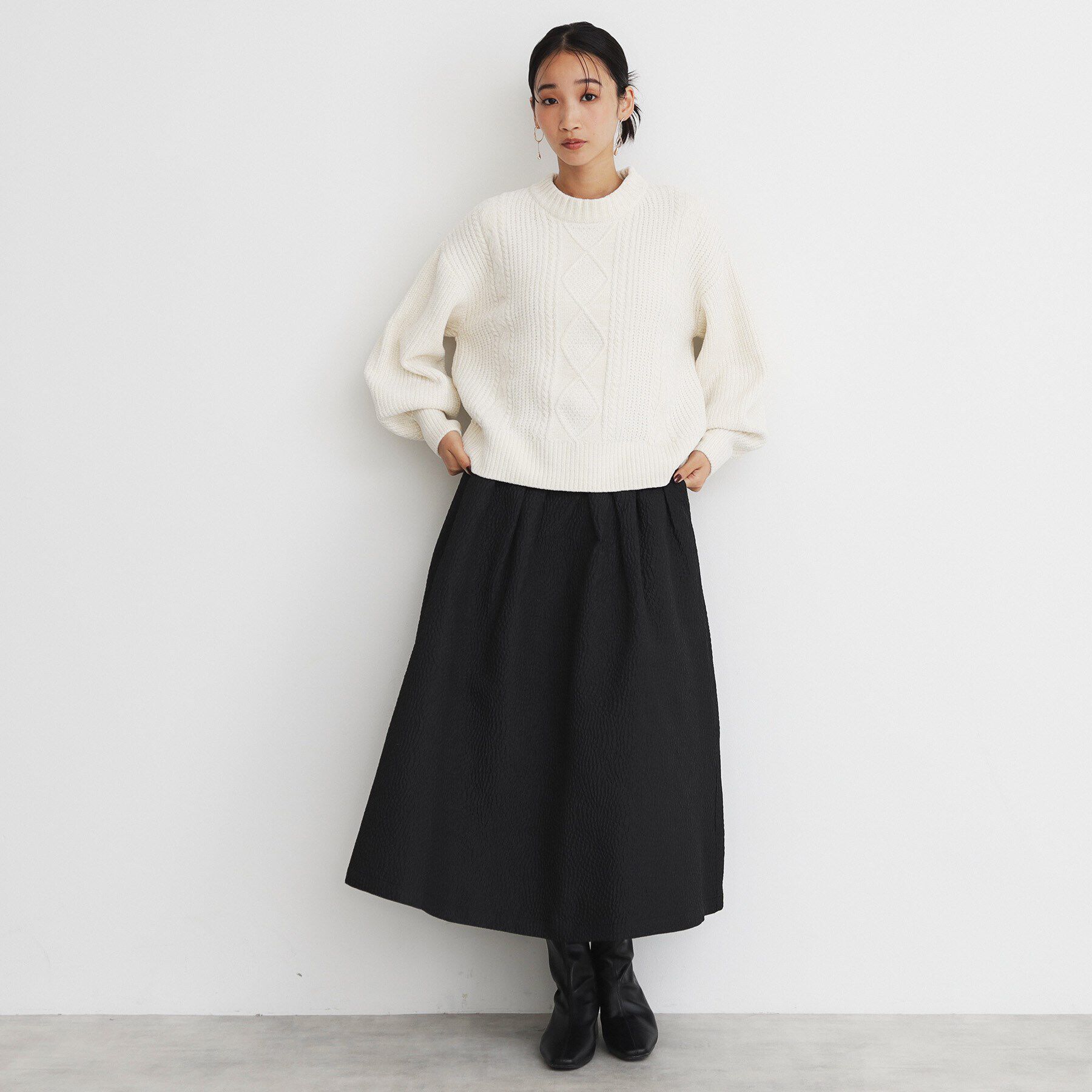 THE SHOP TK「ラメケーブルモールニット【洗える】」|ニット・セーター|