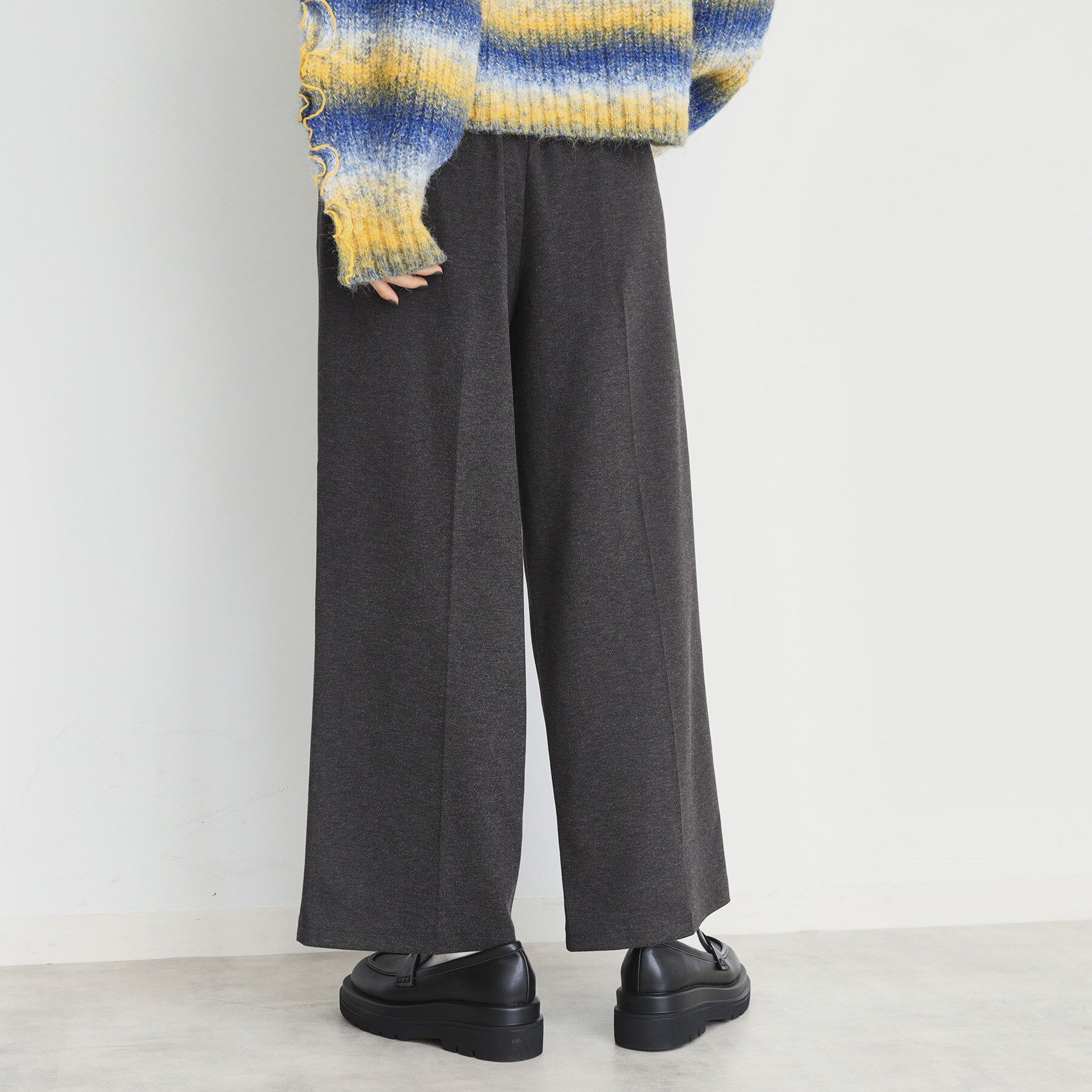 THE SHOP TK「【洗えるパンツ/あったかキレイ】メランジ起毛ワイドパンツ」|その他|