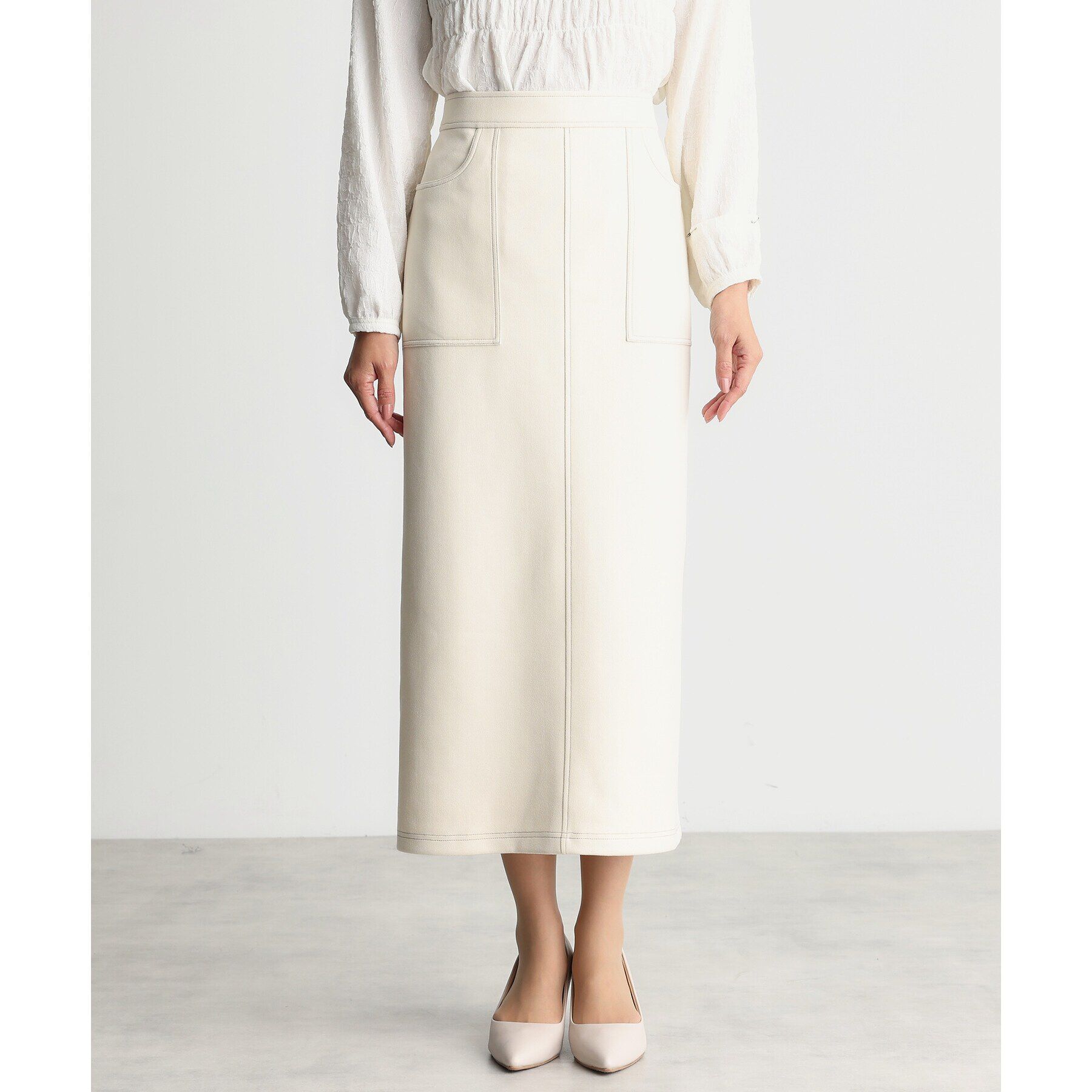 THE SHOP TK「【ONOFF活躍/セレモニー/通勤】レザー調タイトスカート/洗える」|スカート|