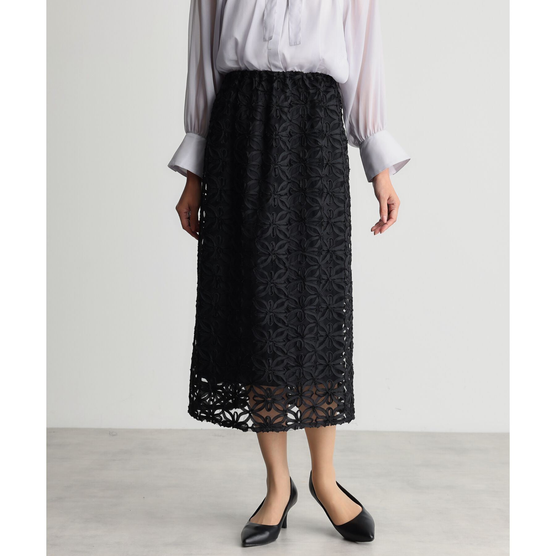 THE SHOP TK「【ONOFF活躍／セレモニー】刺繍レーススカート／洗える」|スカート|