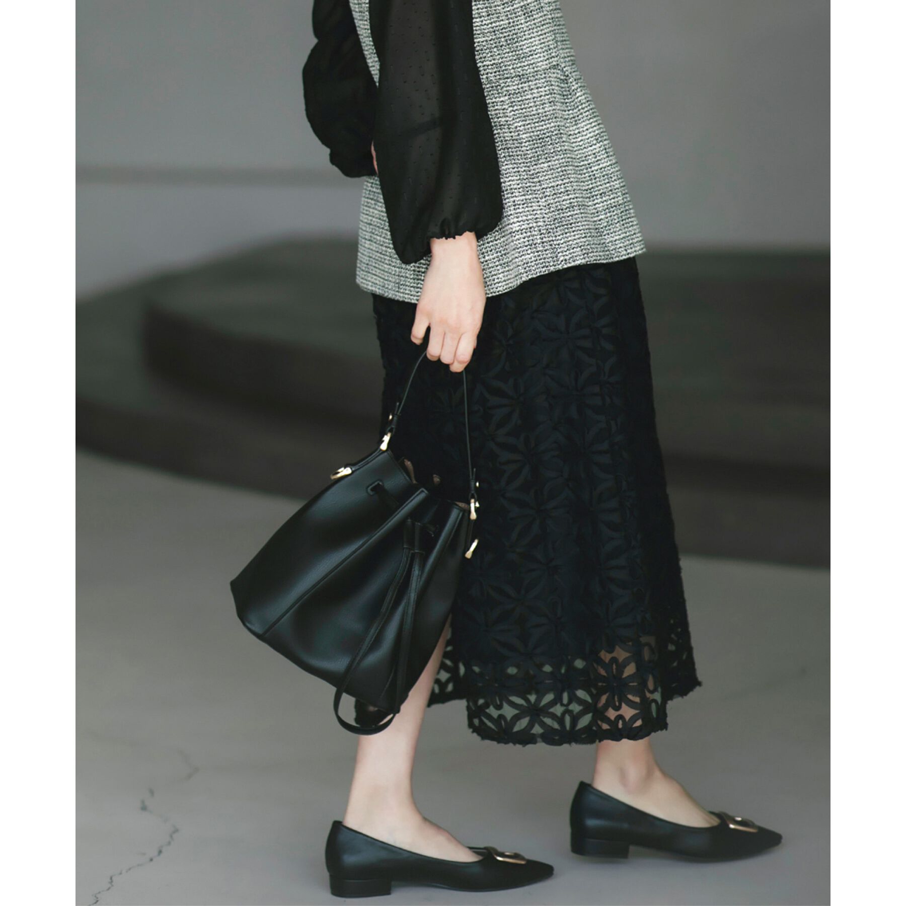 THE SHOP TK「【ONOFF活躍／セレモニー】刺繍レーススカート／洗える」|スカート|ブラック(019)