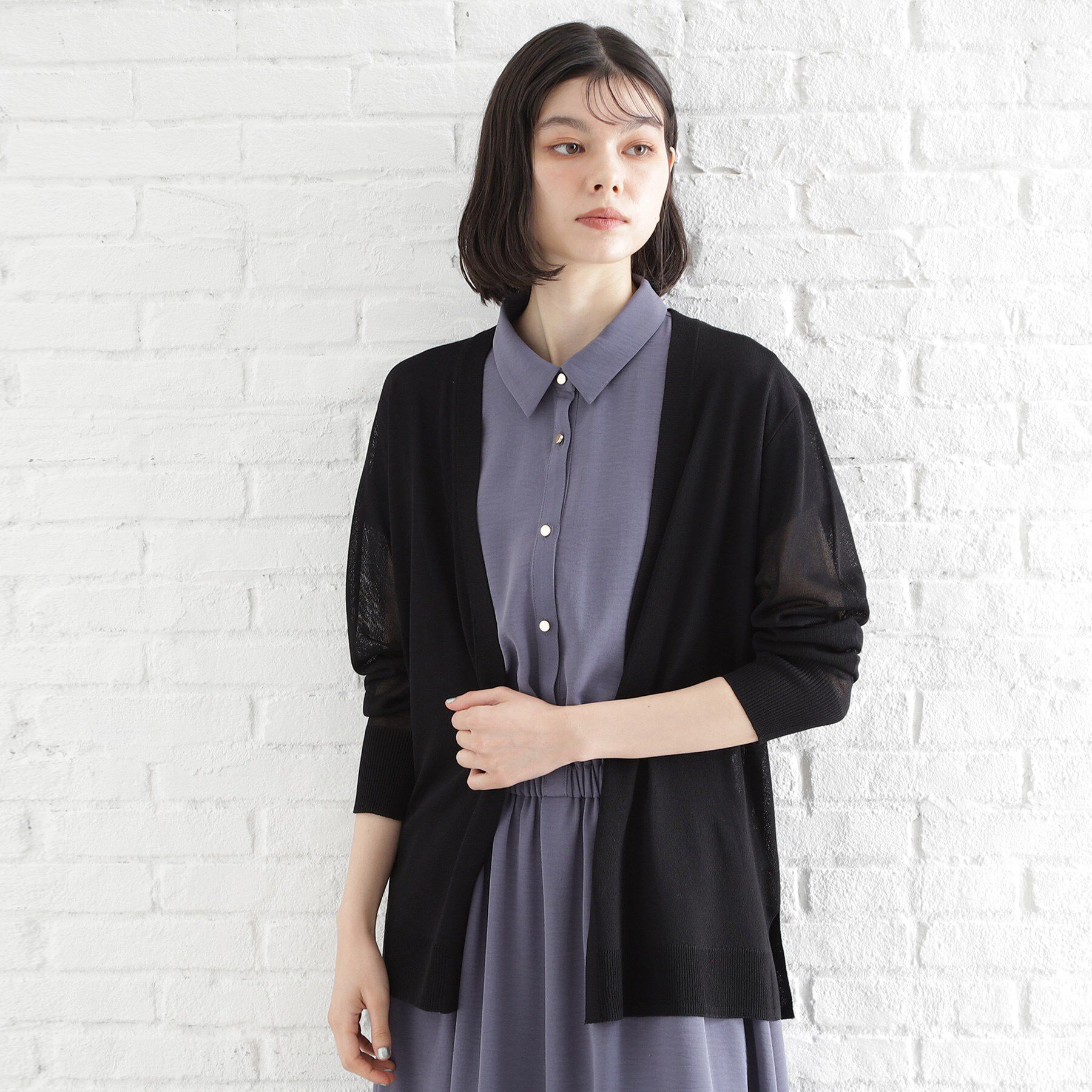 THE SHOP TK「シアーカーディガン【洗濯機OK】」|カーディガン|