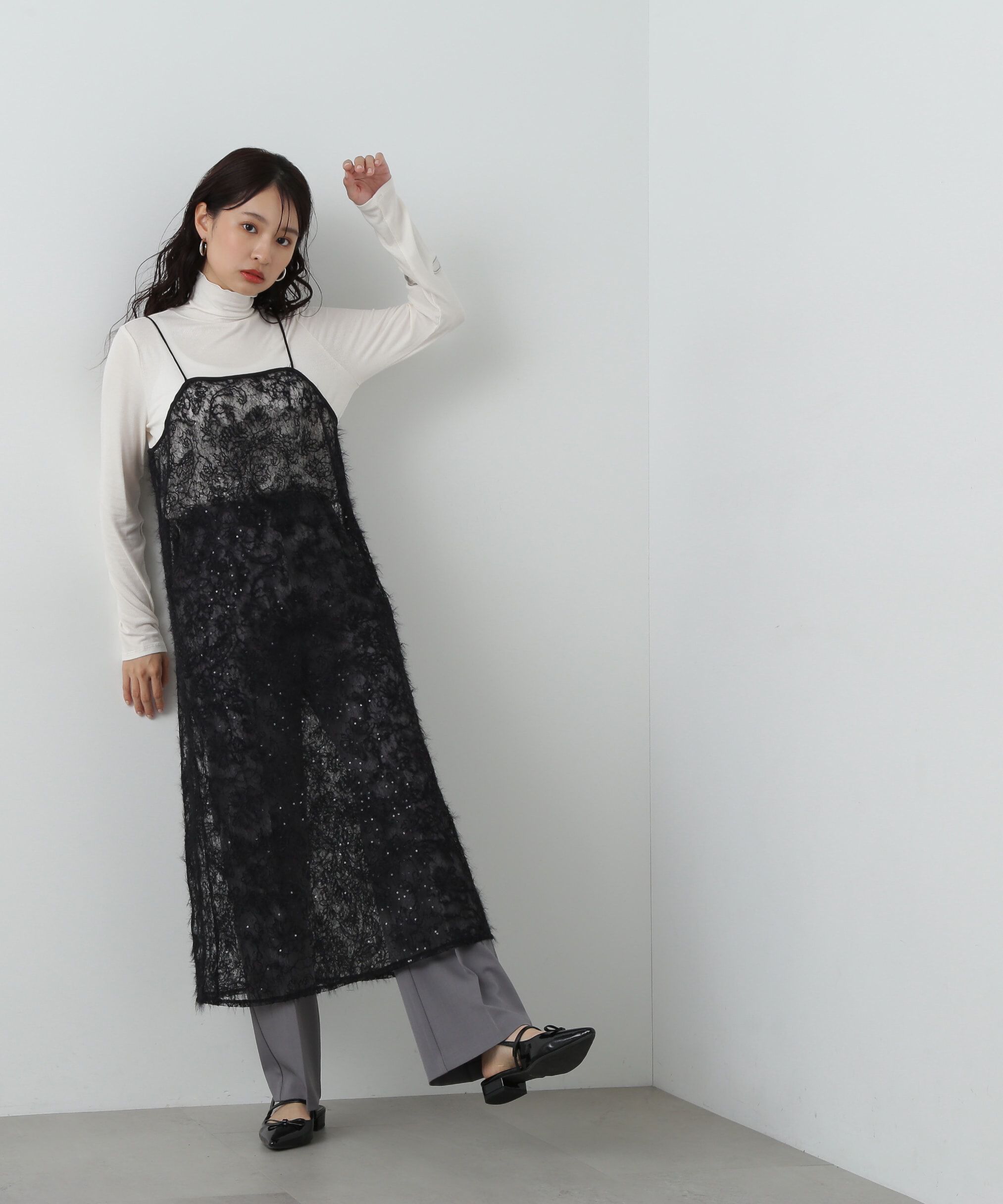  「スパンコールシアーキャミワンピース」|ワンピース|