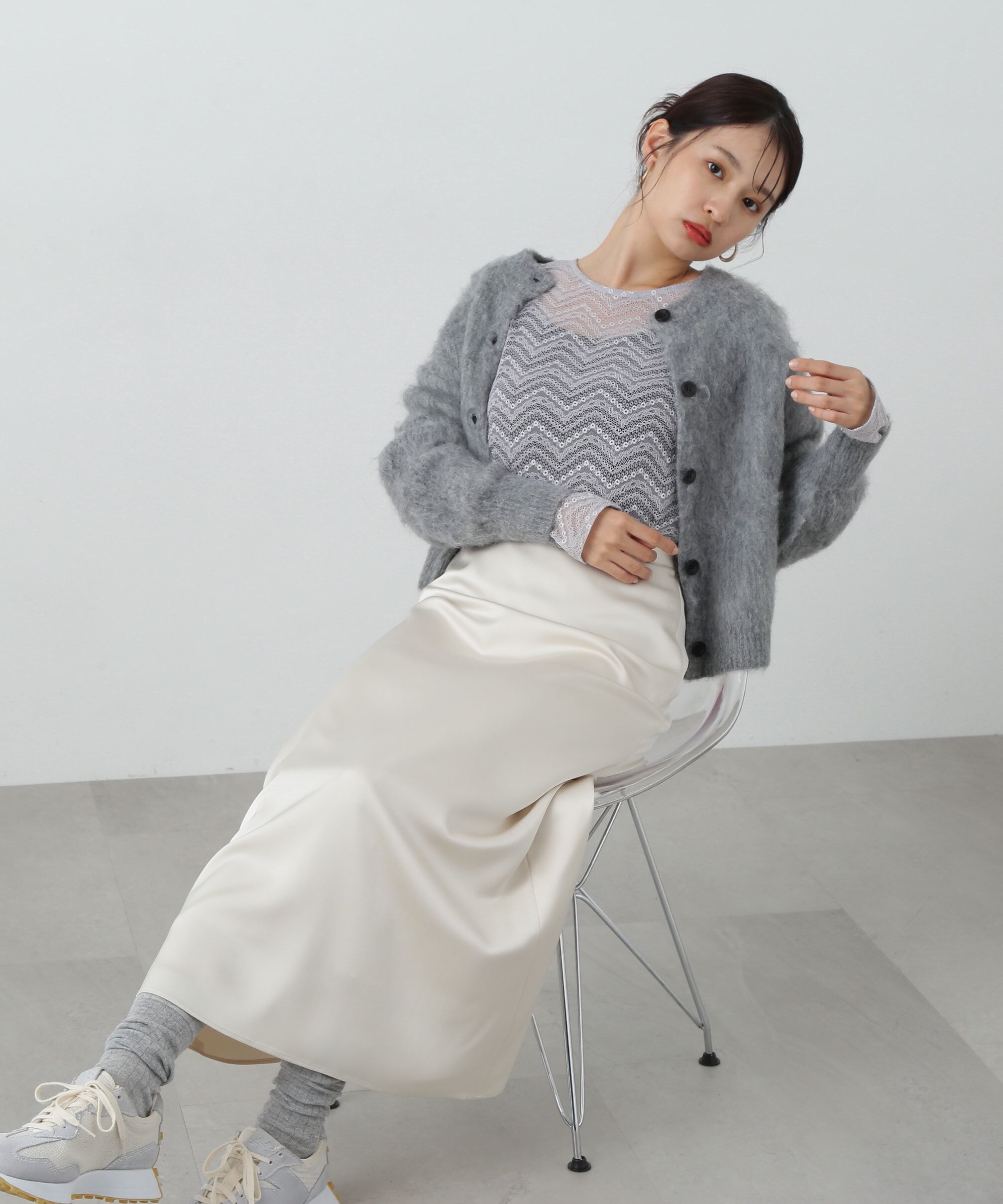  「クルーネックフェザーカーディガン 」|ニット・セーター|