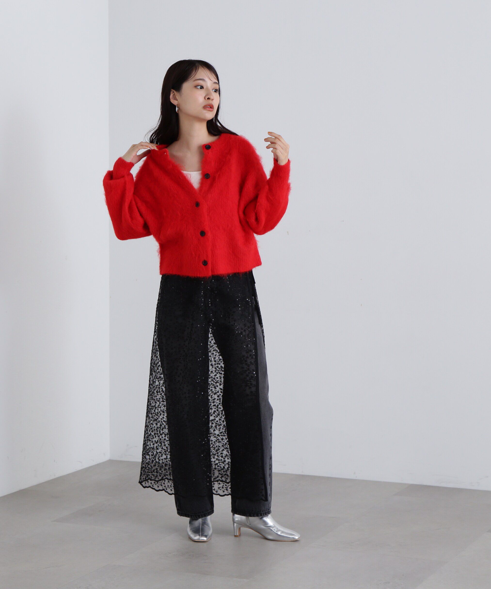  「クルーネックフェザーカーディガン 」|ニット・セーター|