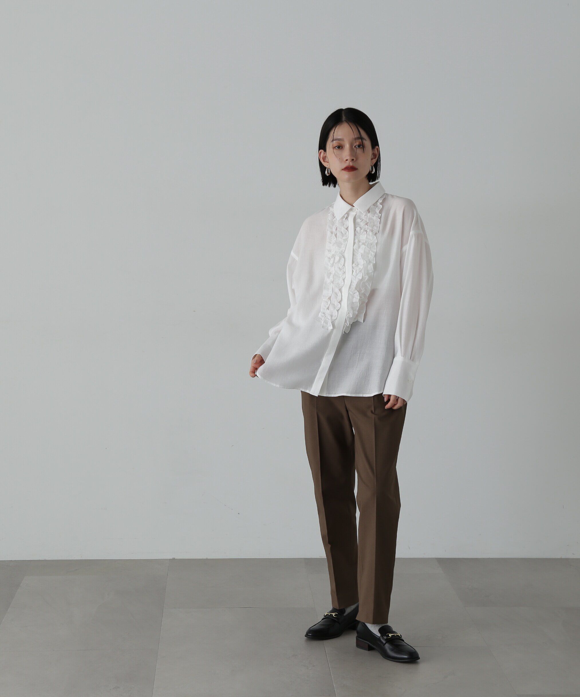  「フリルフロントシアーシャツ」|シャツ・ブラウス|