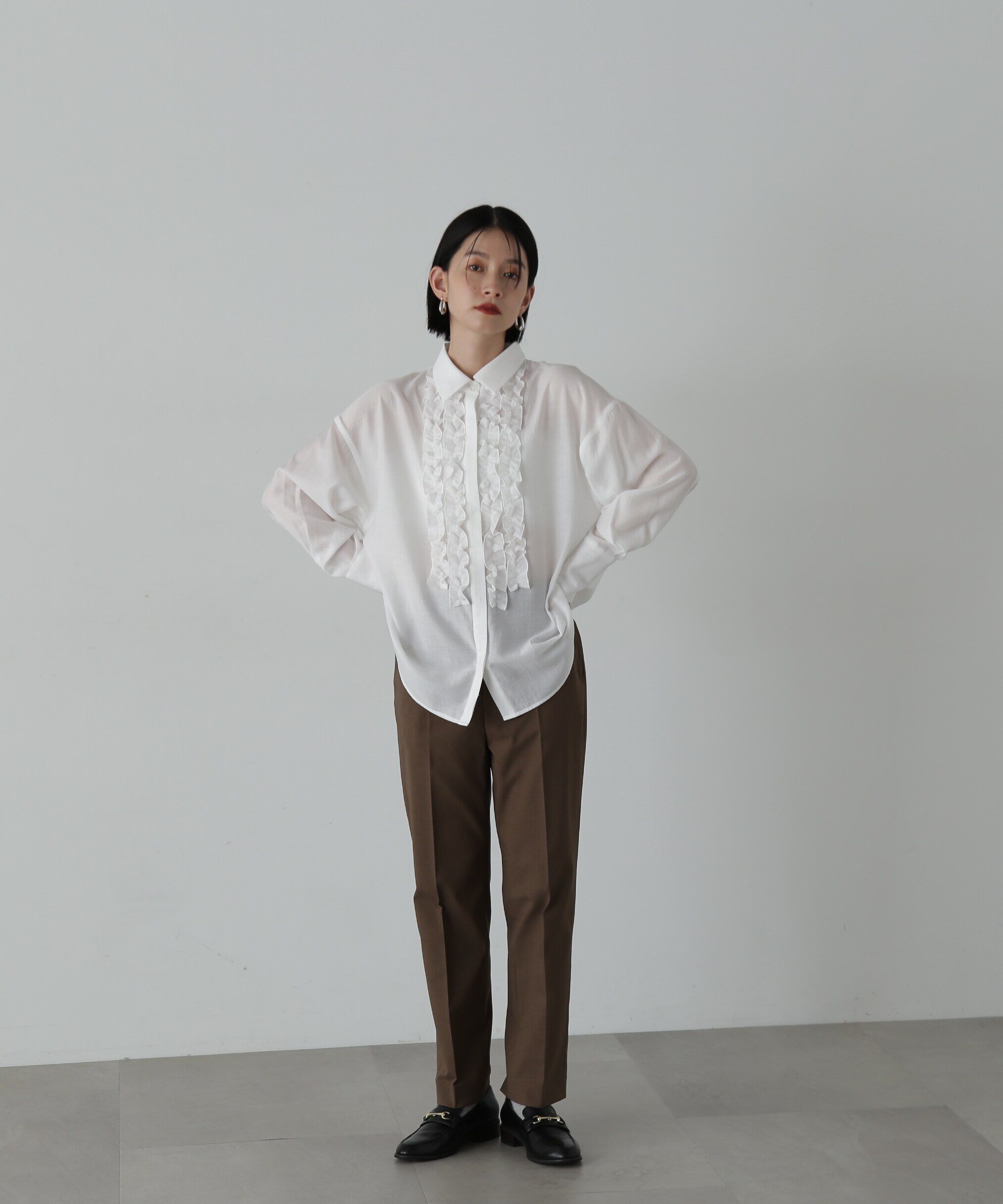  「フリルフロントシアーシャツ」|シャツ・ブラウス|