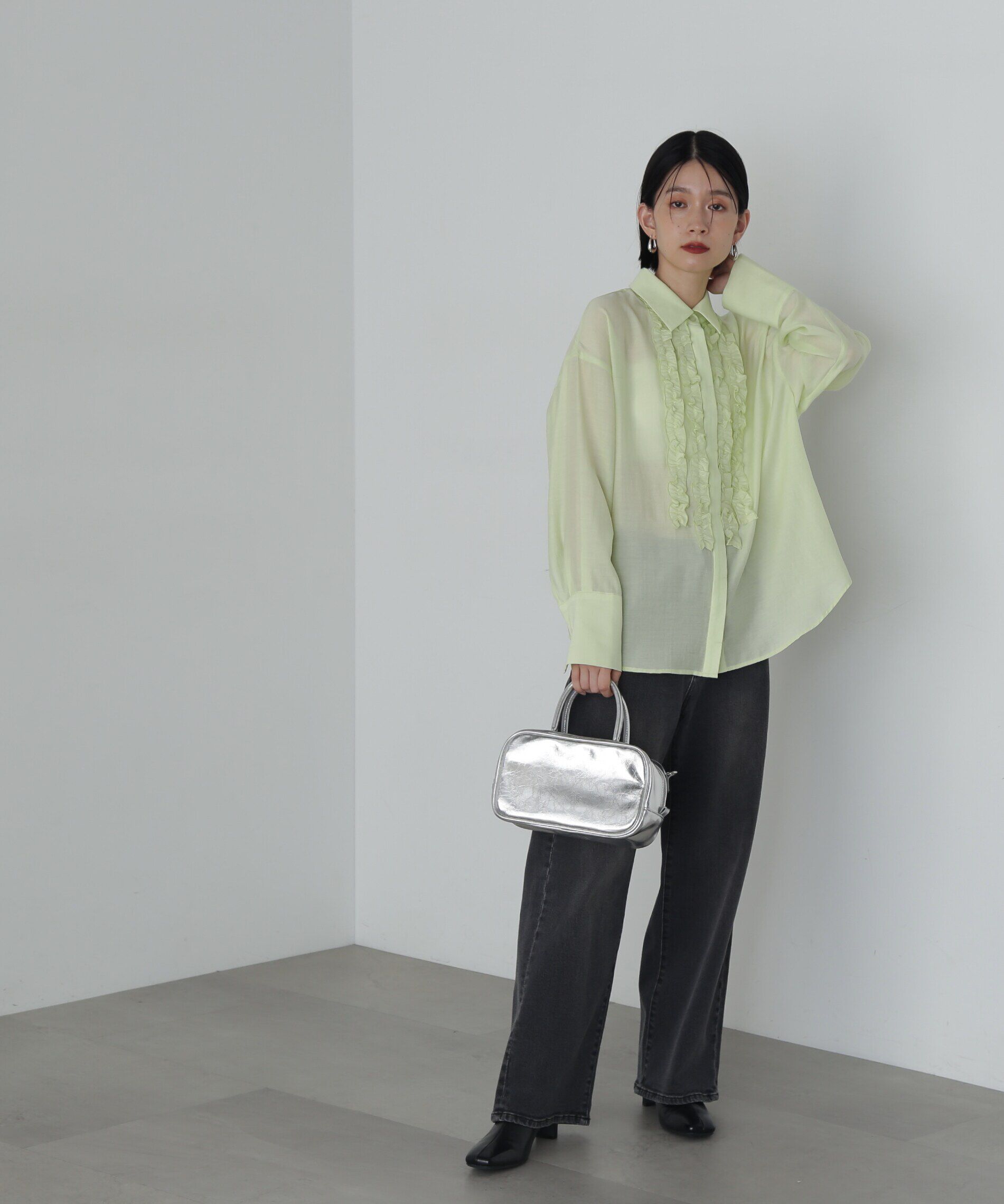  「フリルフロントシアーシャツ」|シャツ・ブラウス|