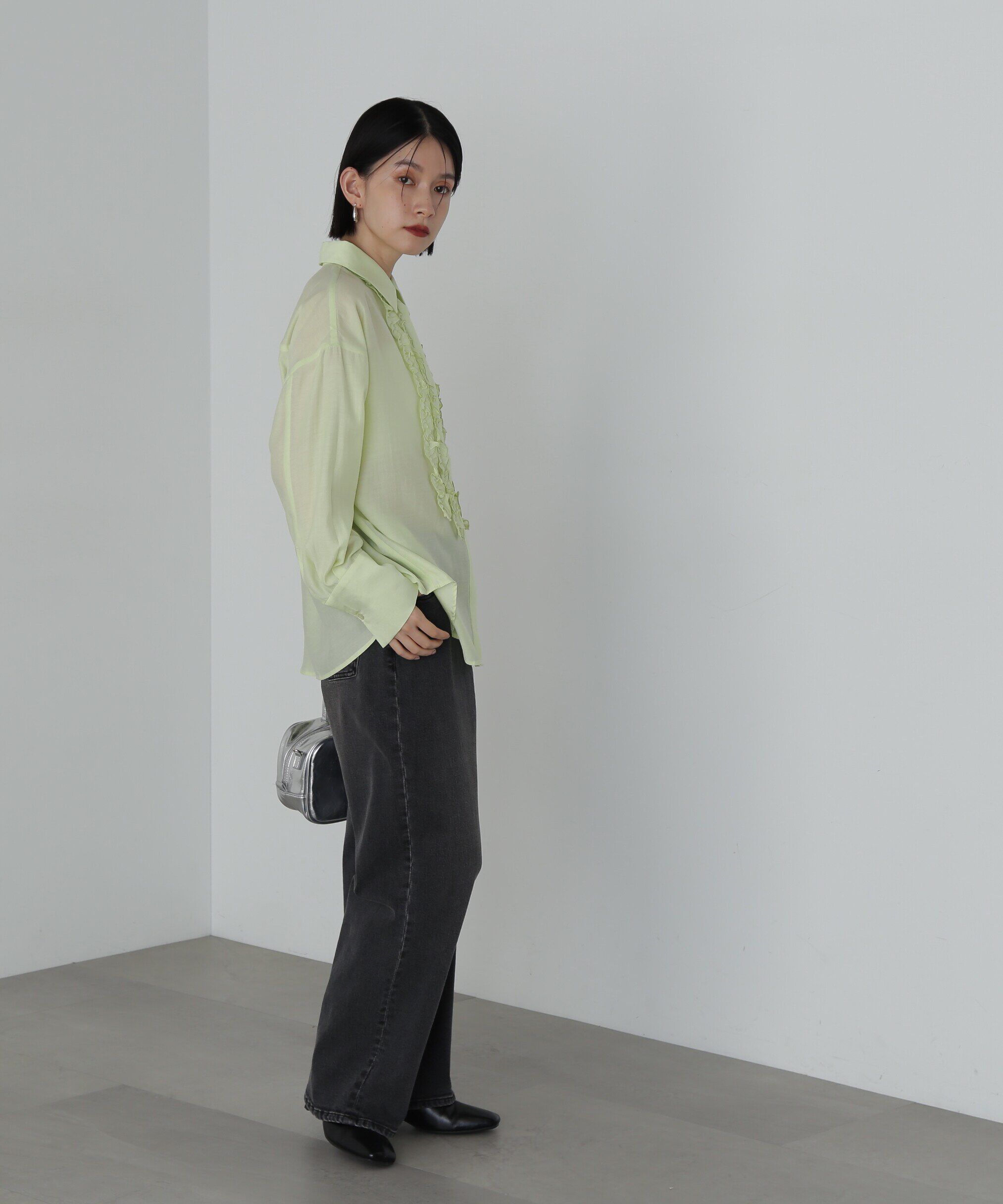  「フリルフロントシアーシャツ」|シャツ・ブラウス|