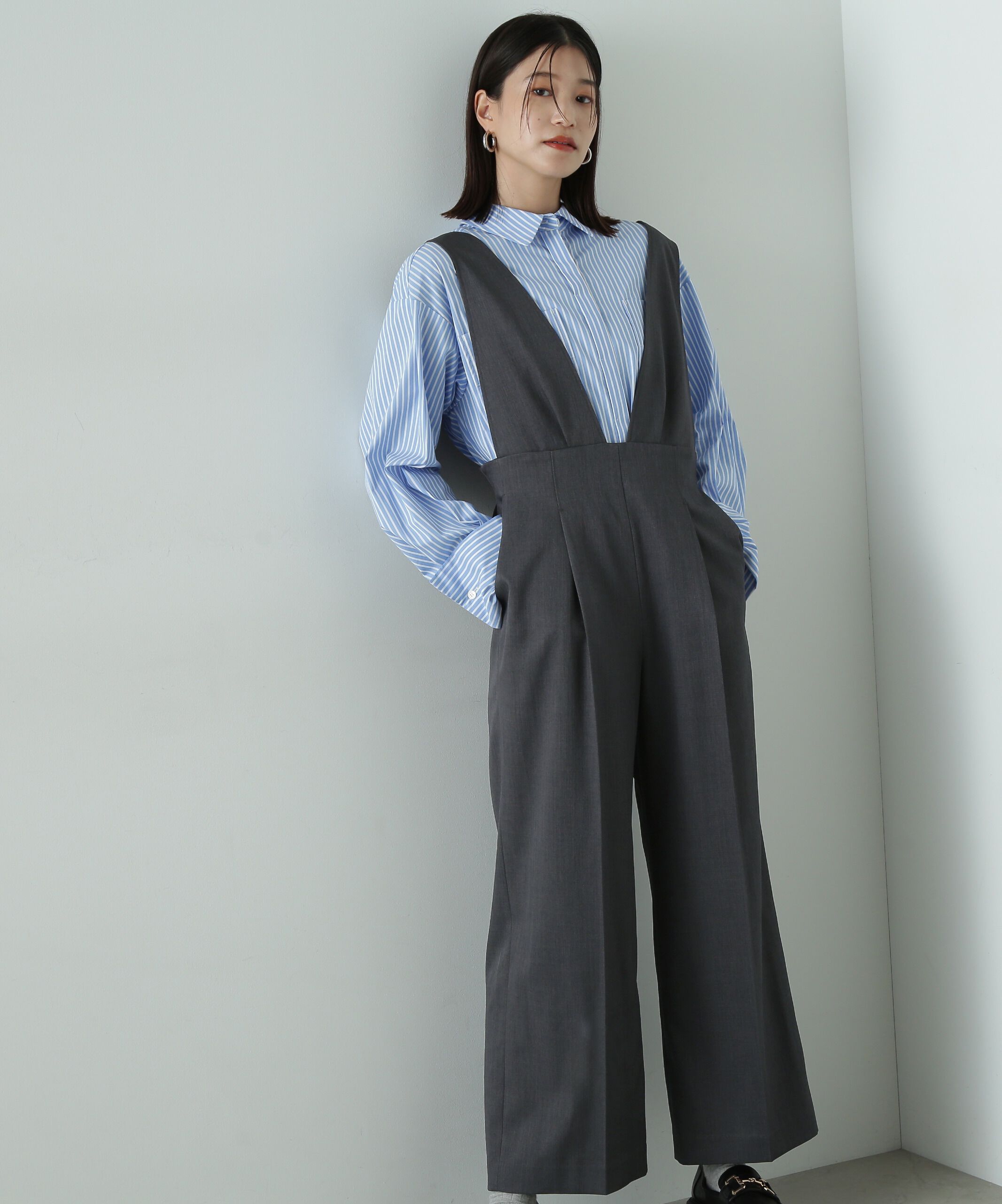  「Vネックサロペット」|ワンピース|