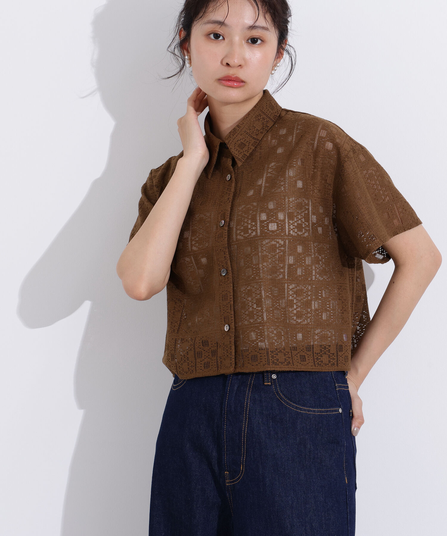  「クロップドレースシャツ」|シャツ・ブラウス|