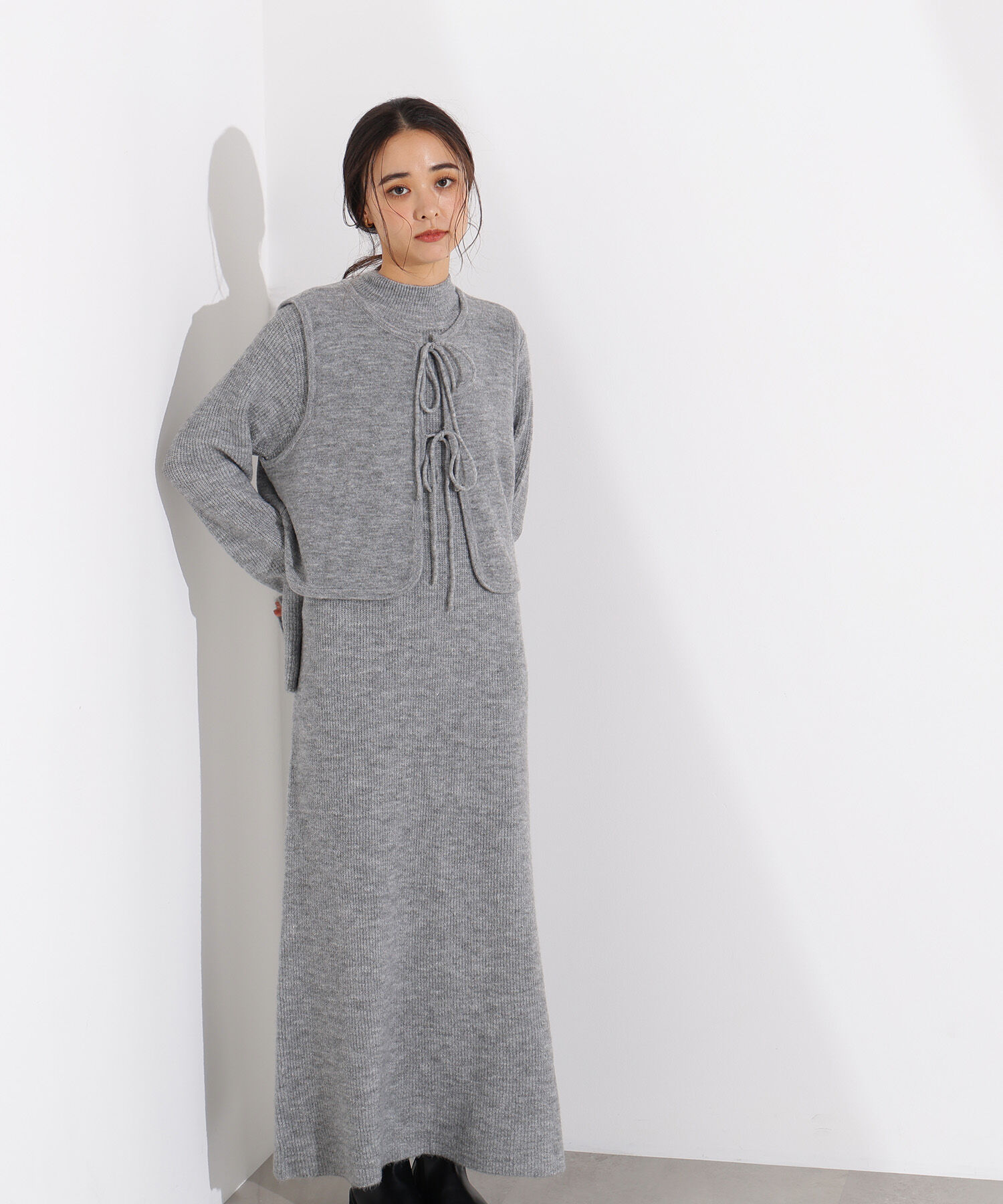  「リボンニットアンサンブルワンピース」|スカート|