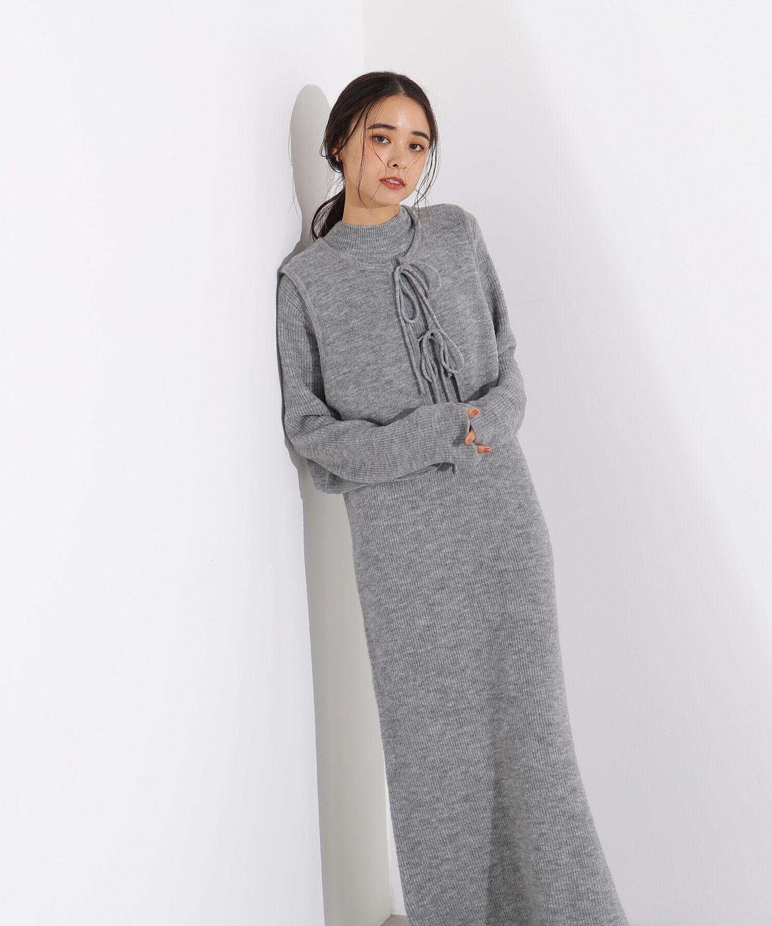  「リボンニットアンサンブルワンピース」|スカート|