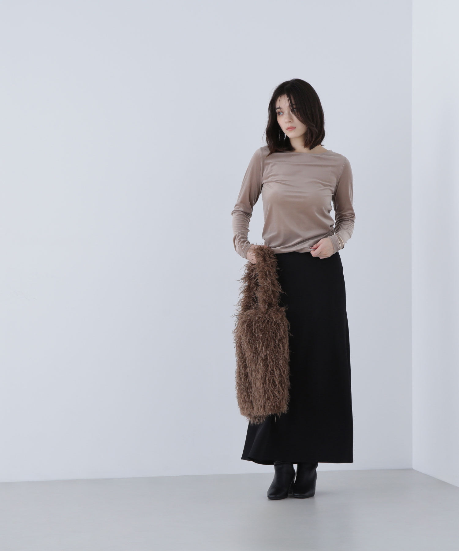  「ベロアボートネックカットソー」|Tシャツ・カットソー|