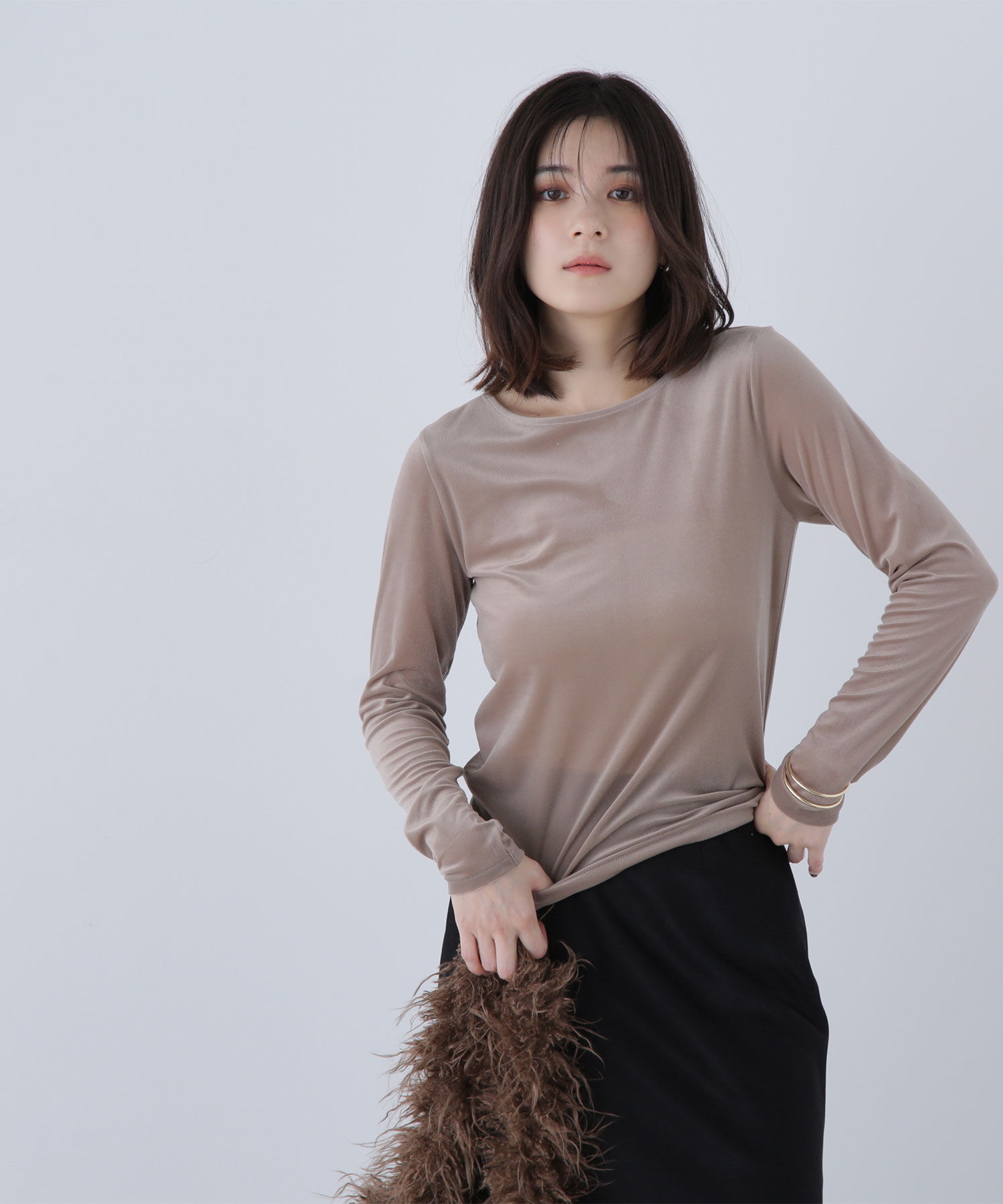  「ベロアボートネックカットソー」|Tシャツ・カットソー|