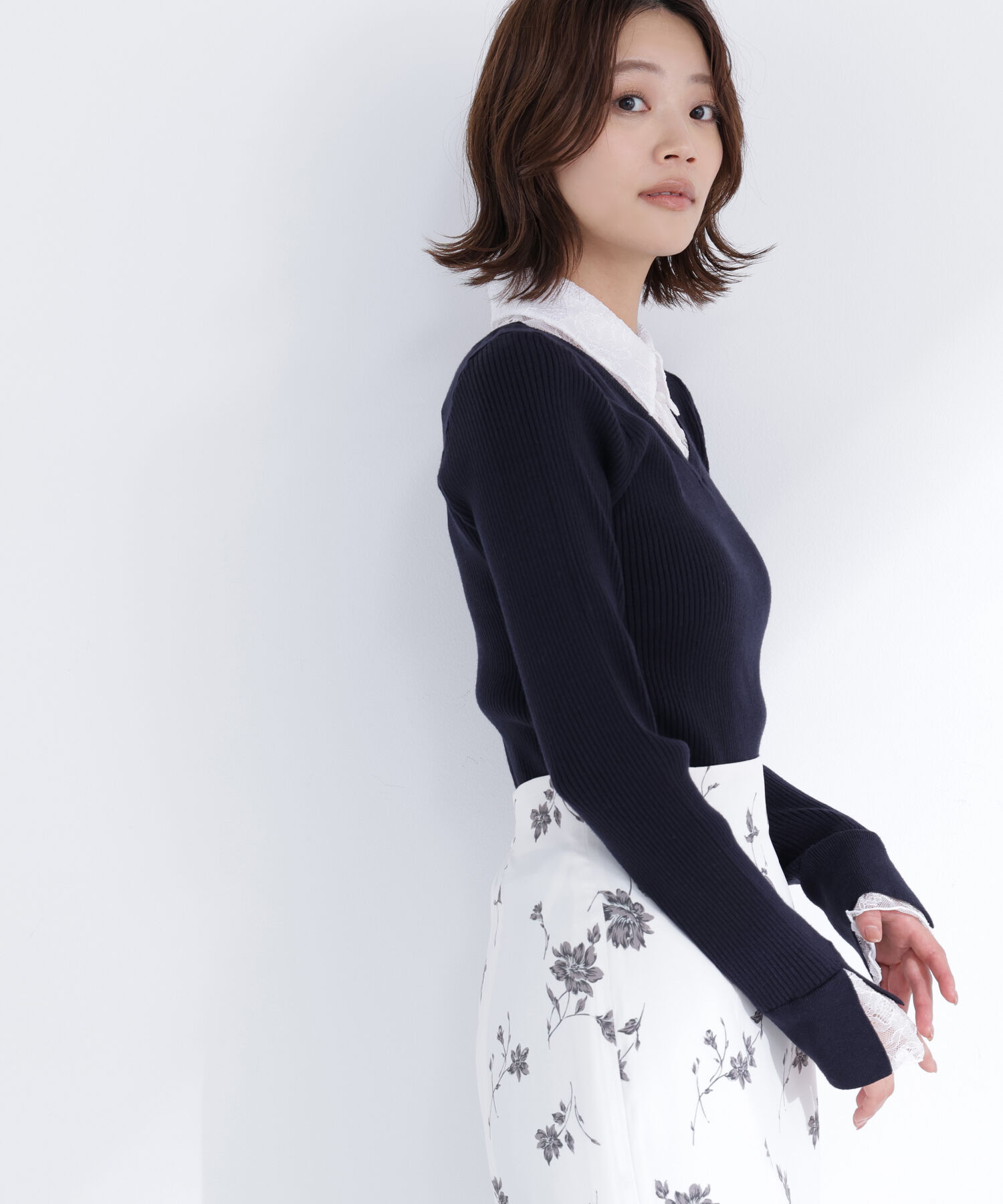  「レースカラードッキングニット」|ニット・セーター|