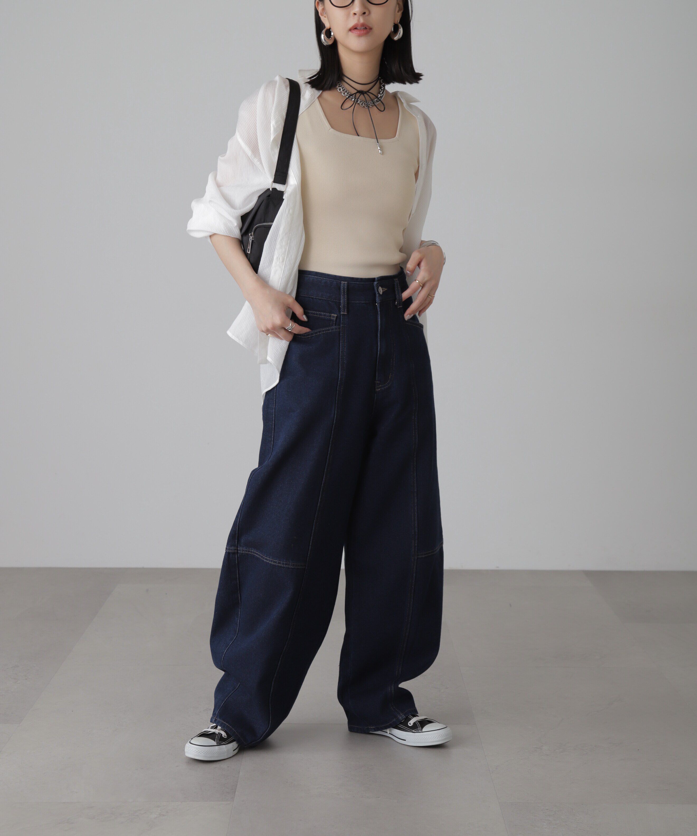  「［洗える］マシンウォッシャブル総針スクエアネックタンクニット」|ニット・セーター|