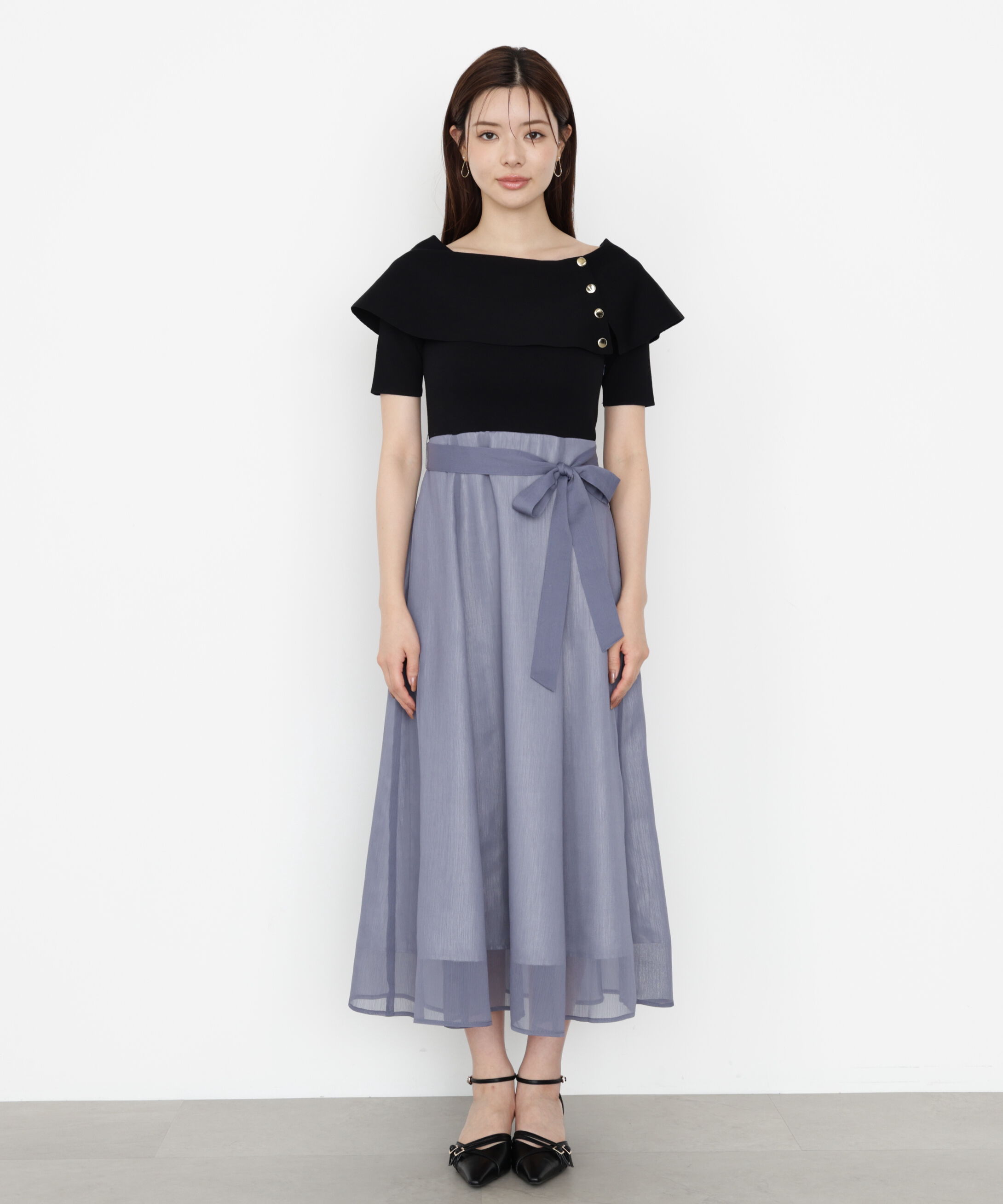 PROPORTION BODY DRESSING「ケープ風ニットドッキングワンピース」|ワンピース|