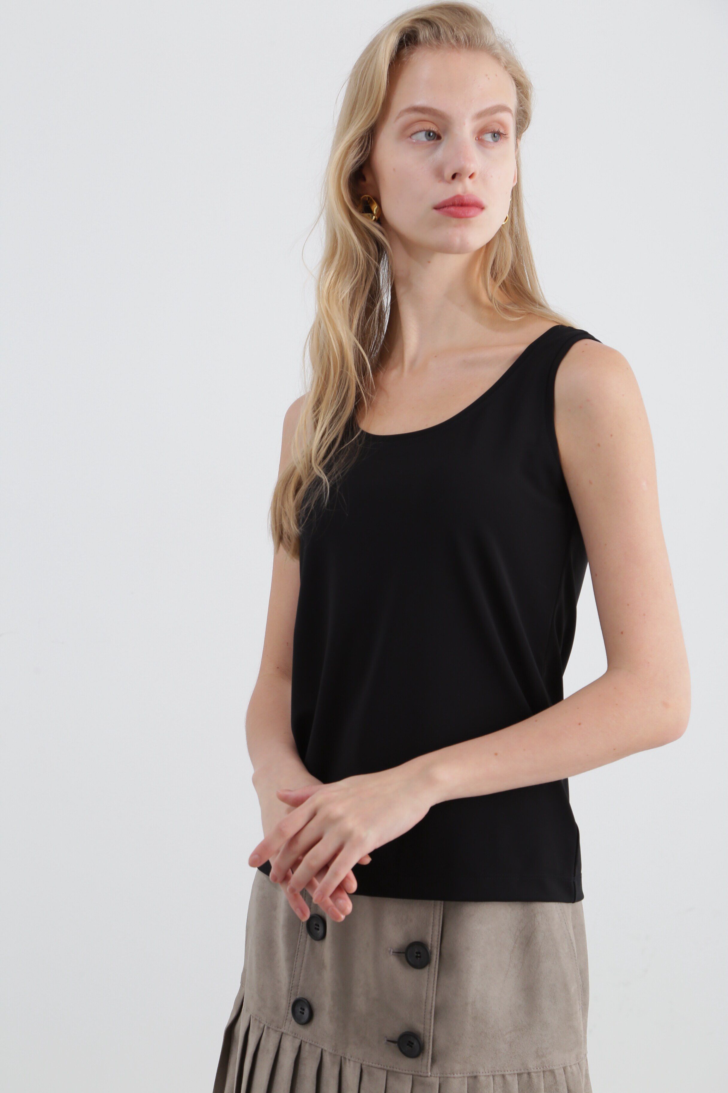  「◆ストレッチポンチタンクトップ」|Tシャツ・カットソー|ブラック