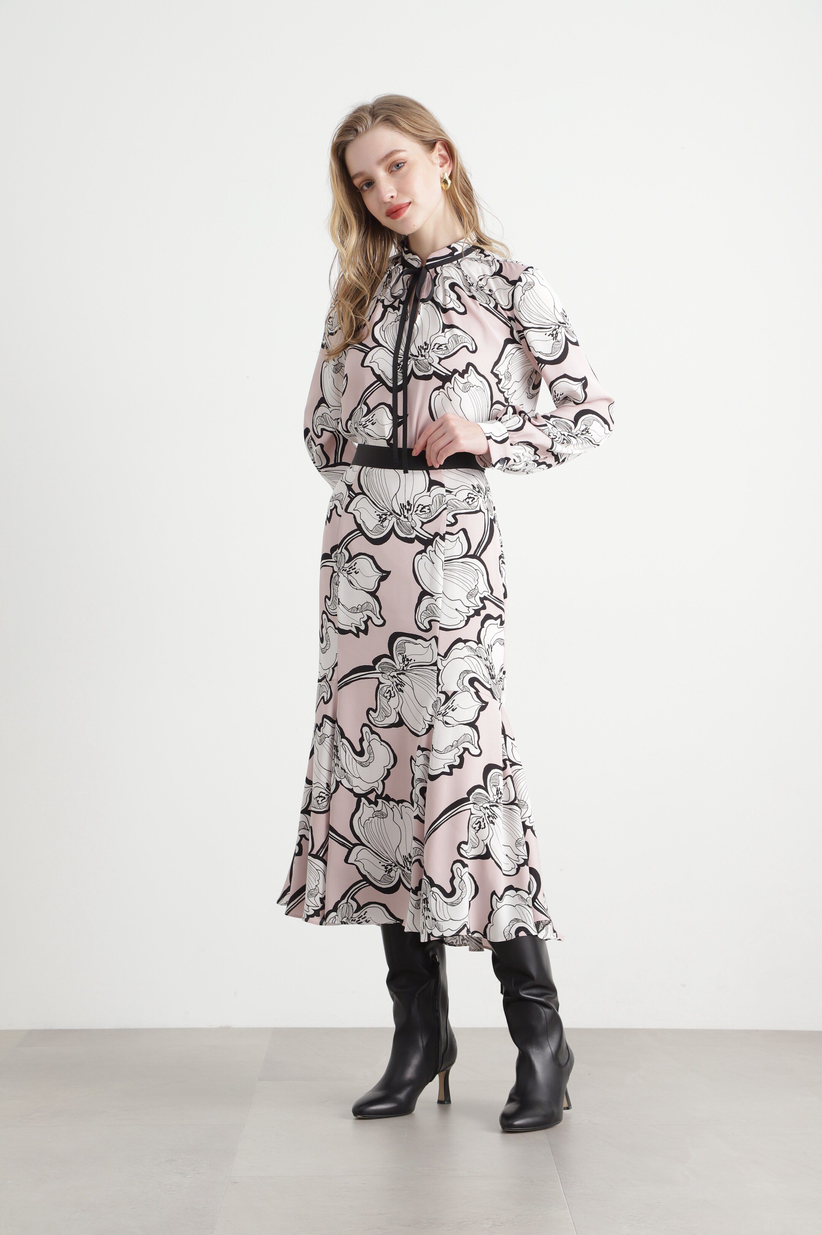  「◆アブストラクトリーフプリントスカート」|スカート|