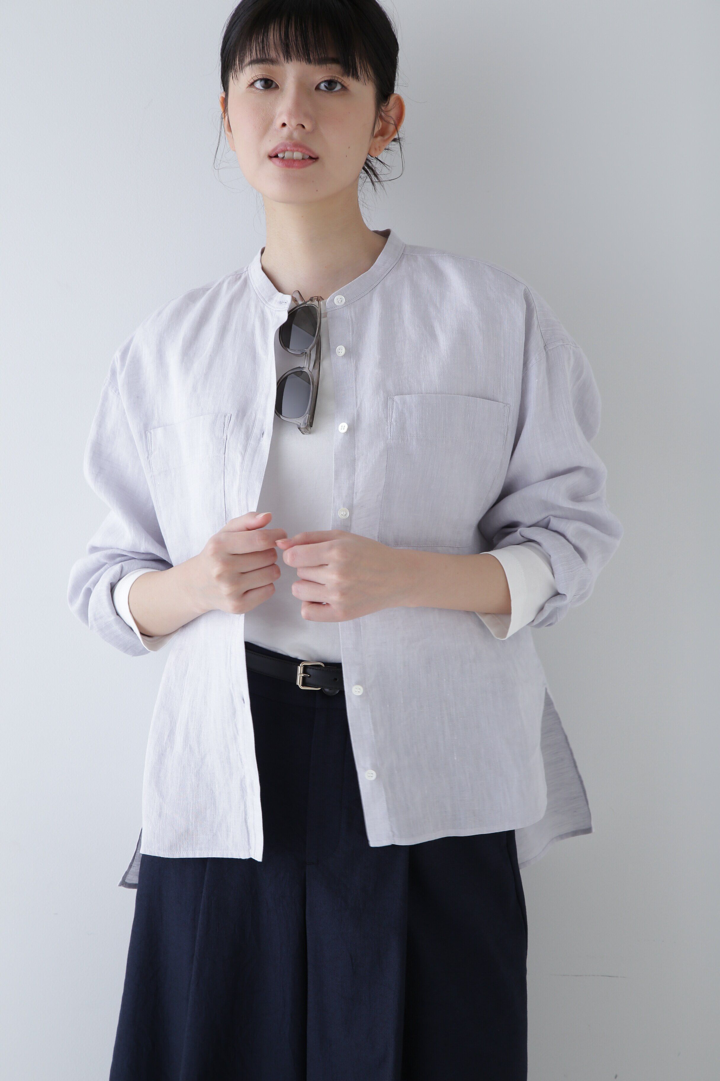  「◆ハードマンリネンブラウス」|シャツ・ブラウス|ライトグレー