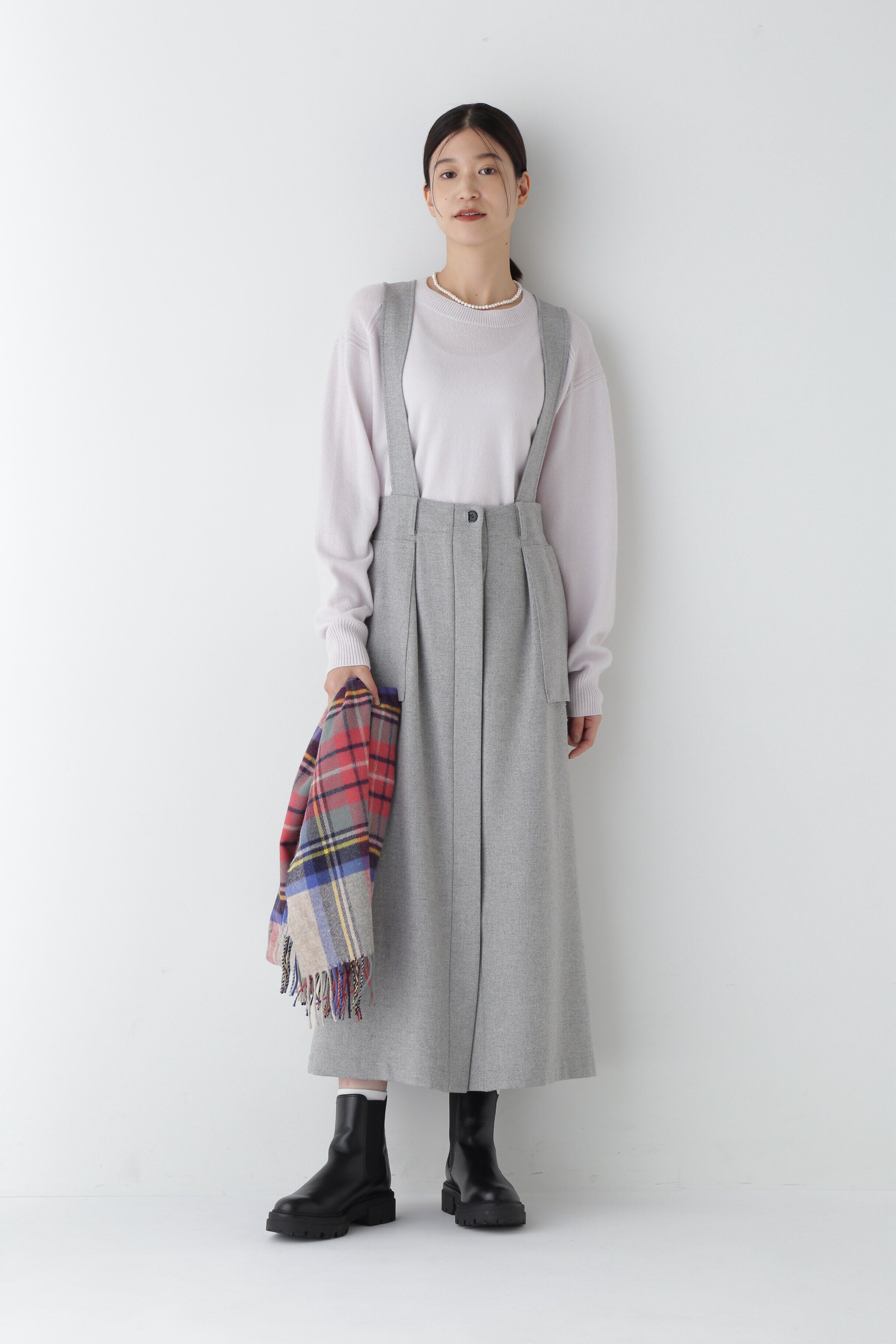  「◆ストレッチフラノワークディテール吊りスカート」|スカート|