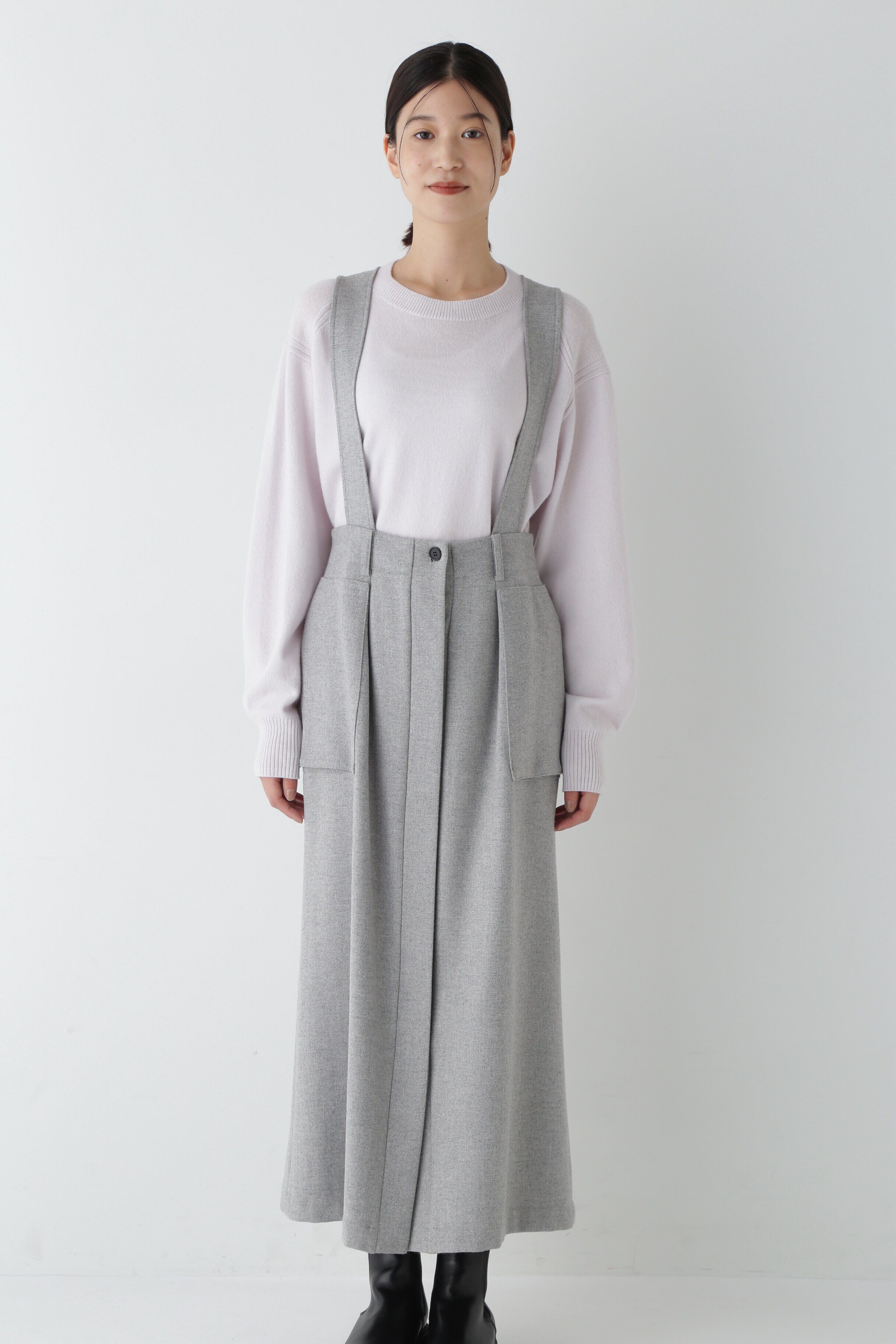  「◆ストレッチフラノワークディテール吊りスカート」|スカート|