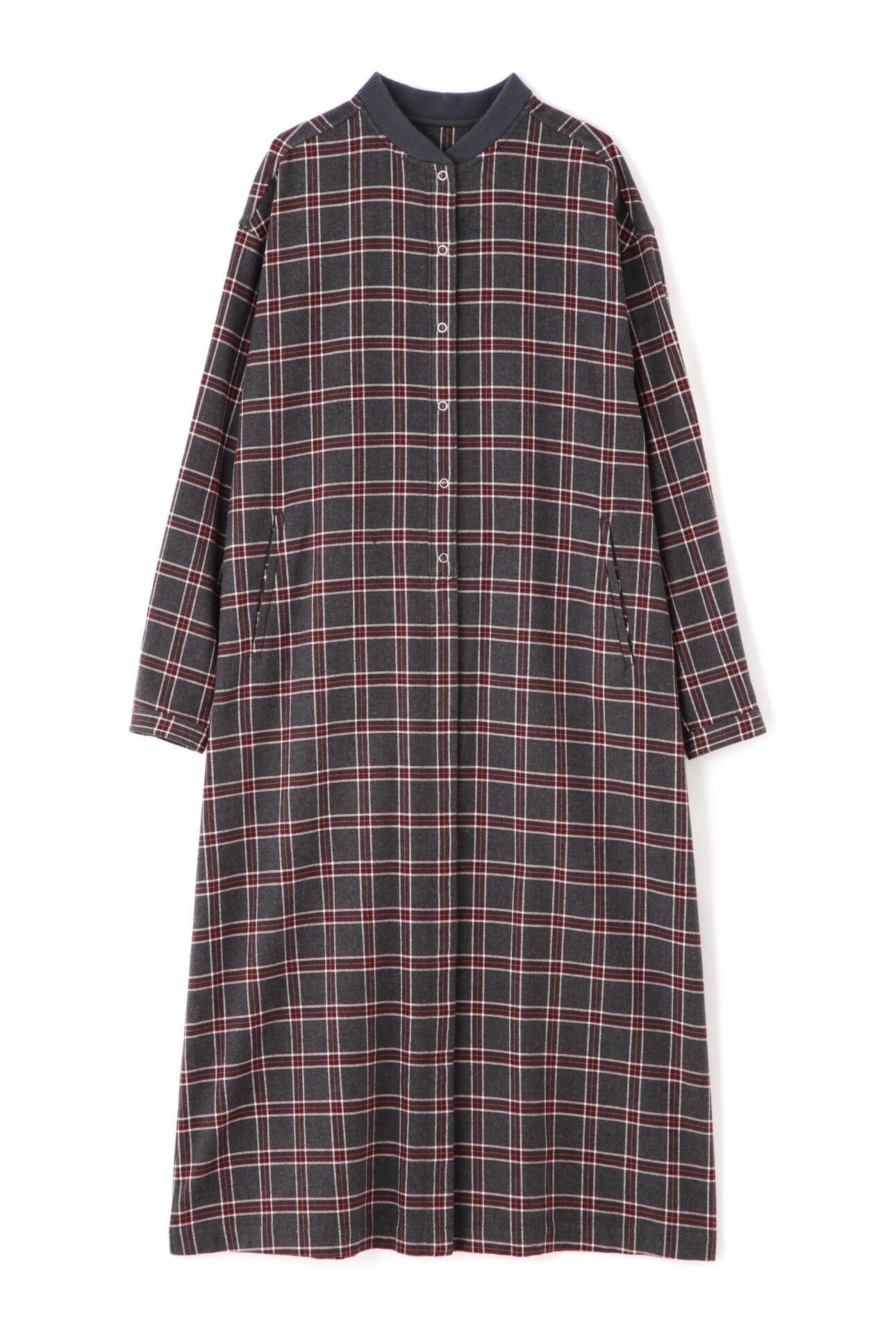  「◆コットン起毛チェックリブカラーシャツワンピース」|ワンピース|
