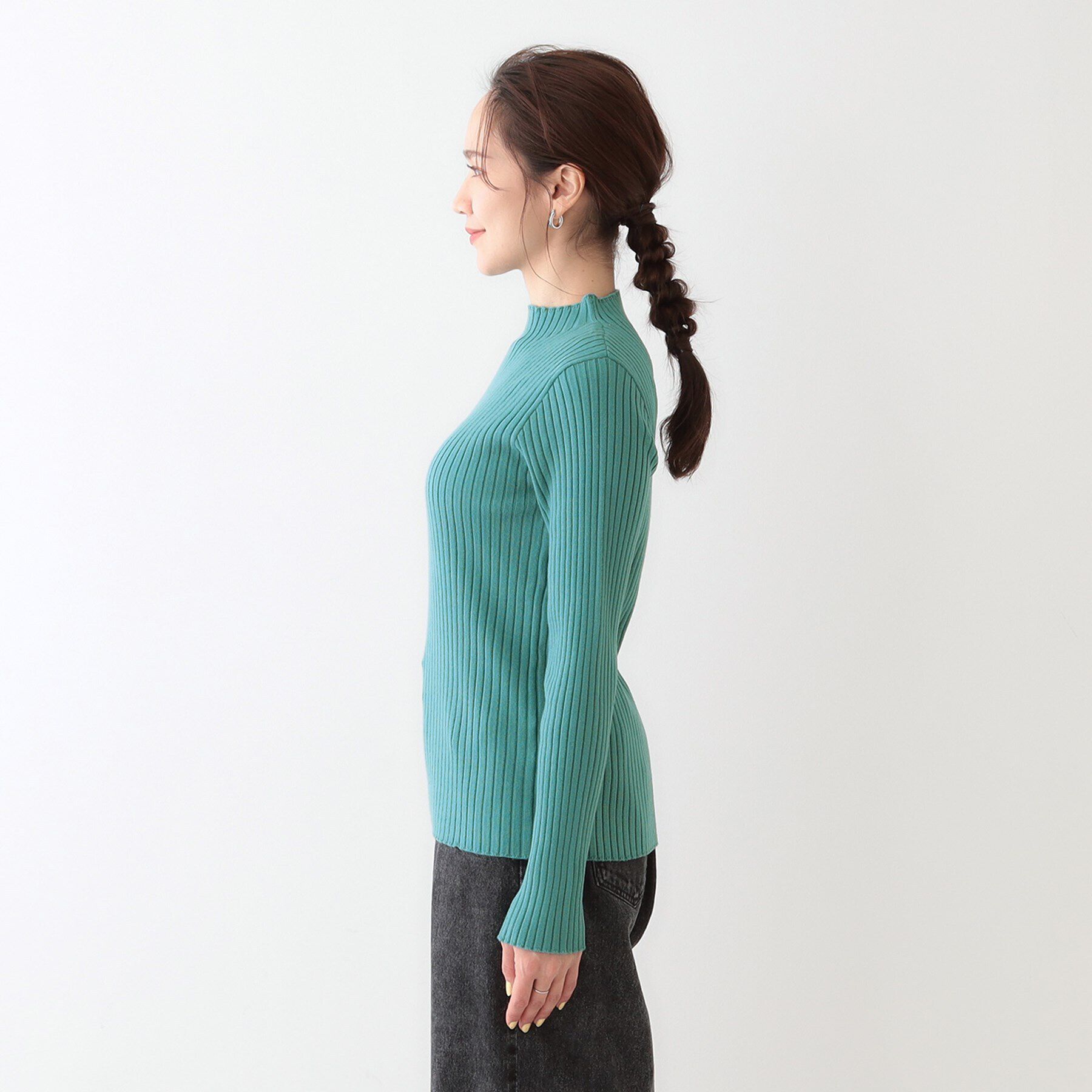 SHOO･LA･RUE「【洗える/S-LL】一枚でもインナーでも プチハイネック リブニット」|ニット・セーター|