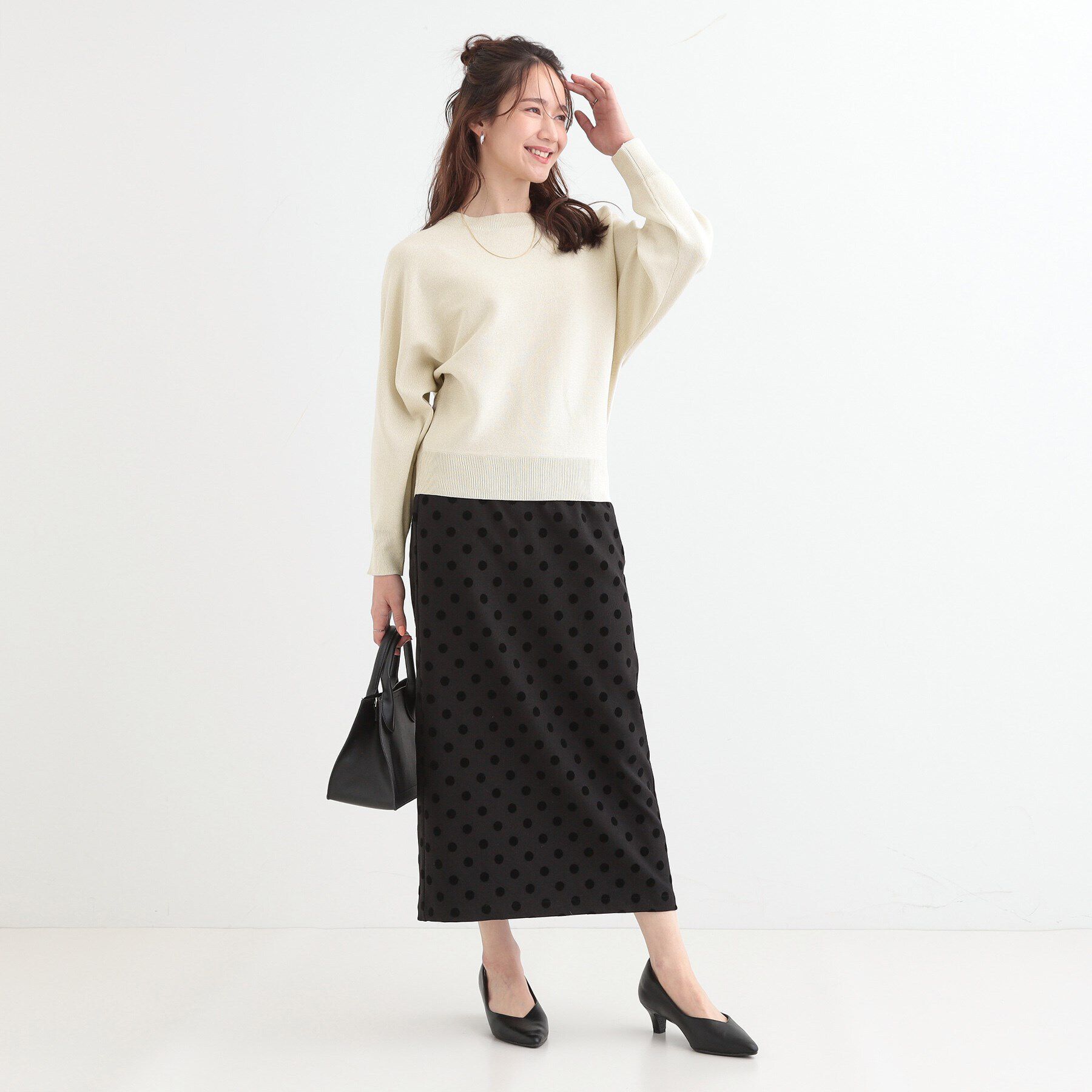 SHOO･LA･RUE「【S-LL】さりげないキラッと感。ラメドルマンニット」|ニット・セーター|