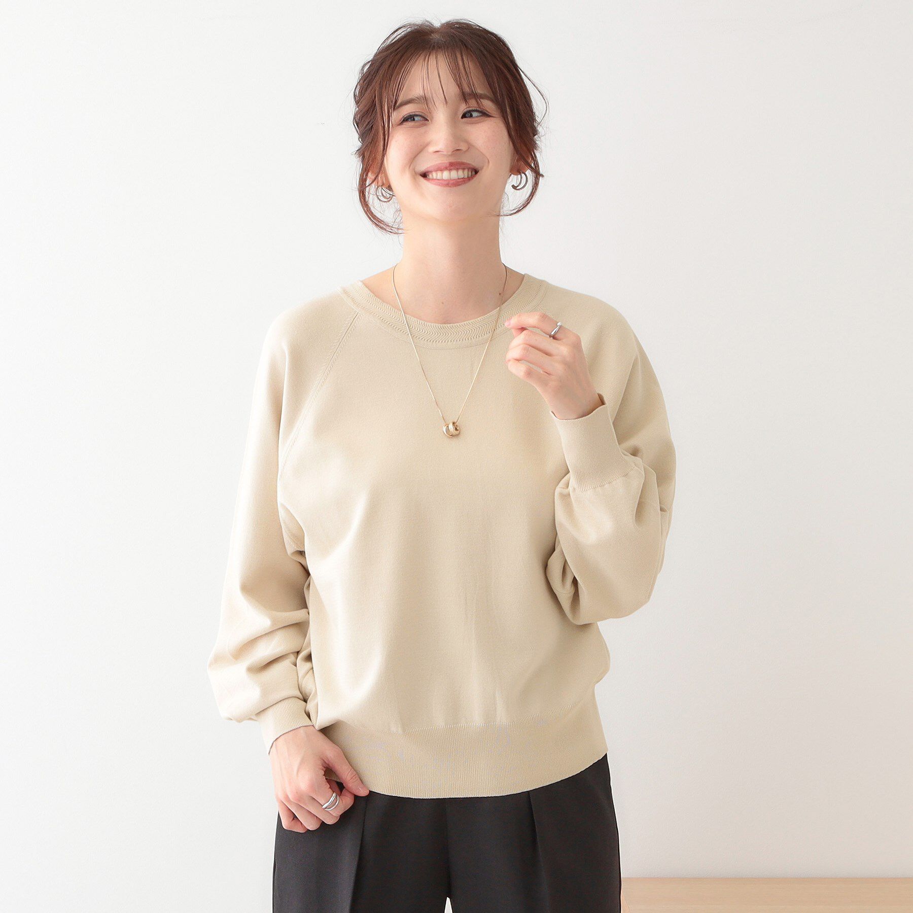 SHOO･LA･RUE「【洗える/S-LL/前後2WAY】クルーネックニットカーディガン」|カーディガン|