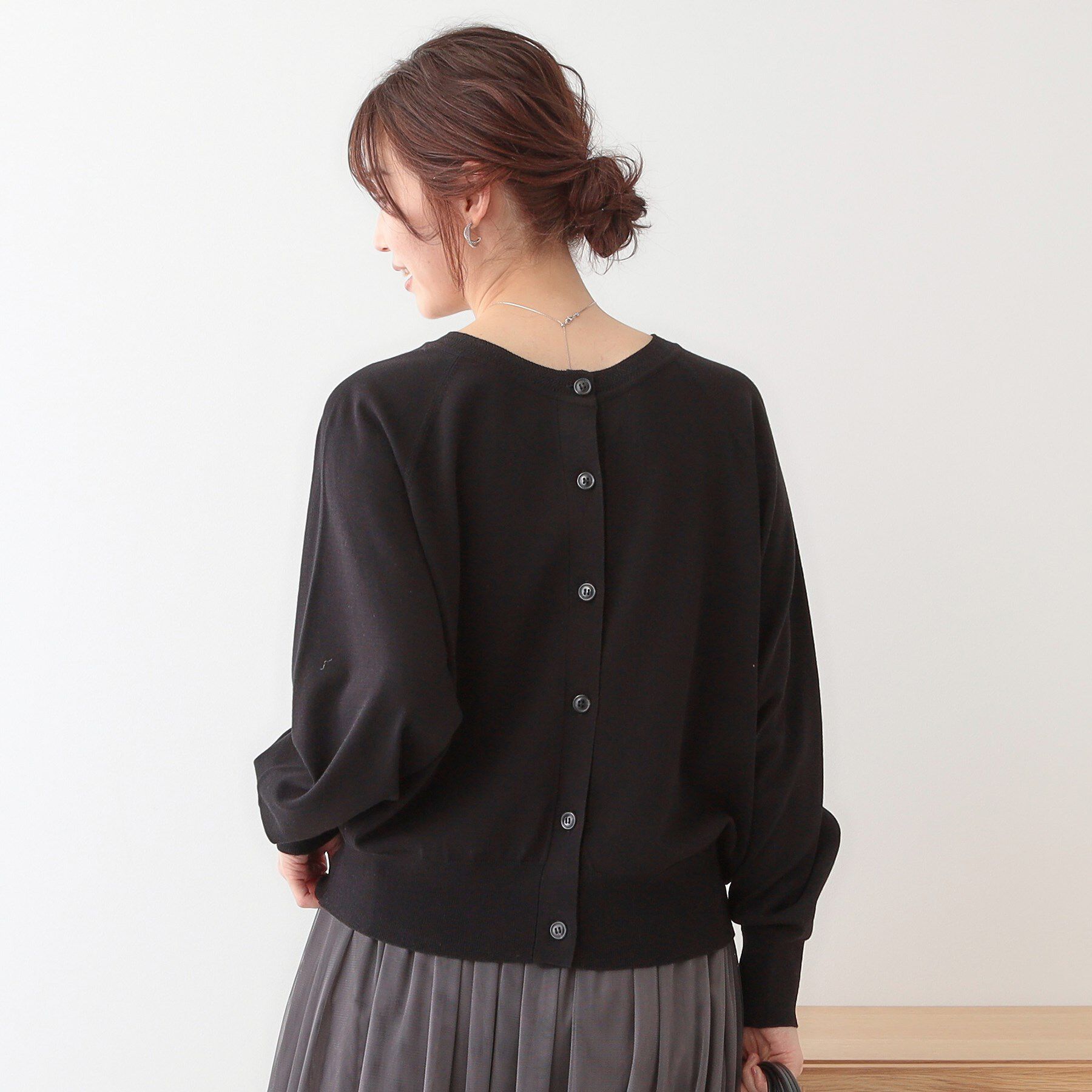 SHOO･LA･RUE「【洗える/S-LL/前後2WAY】クルーネックニットカーディガン」|カーディガン|