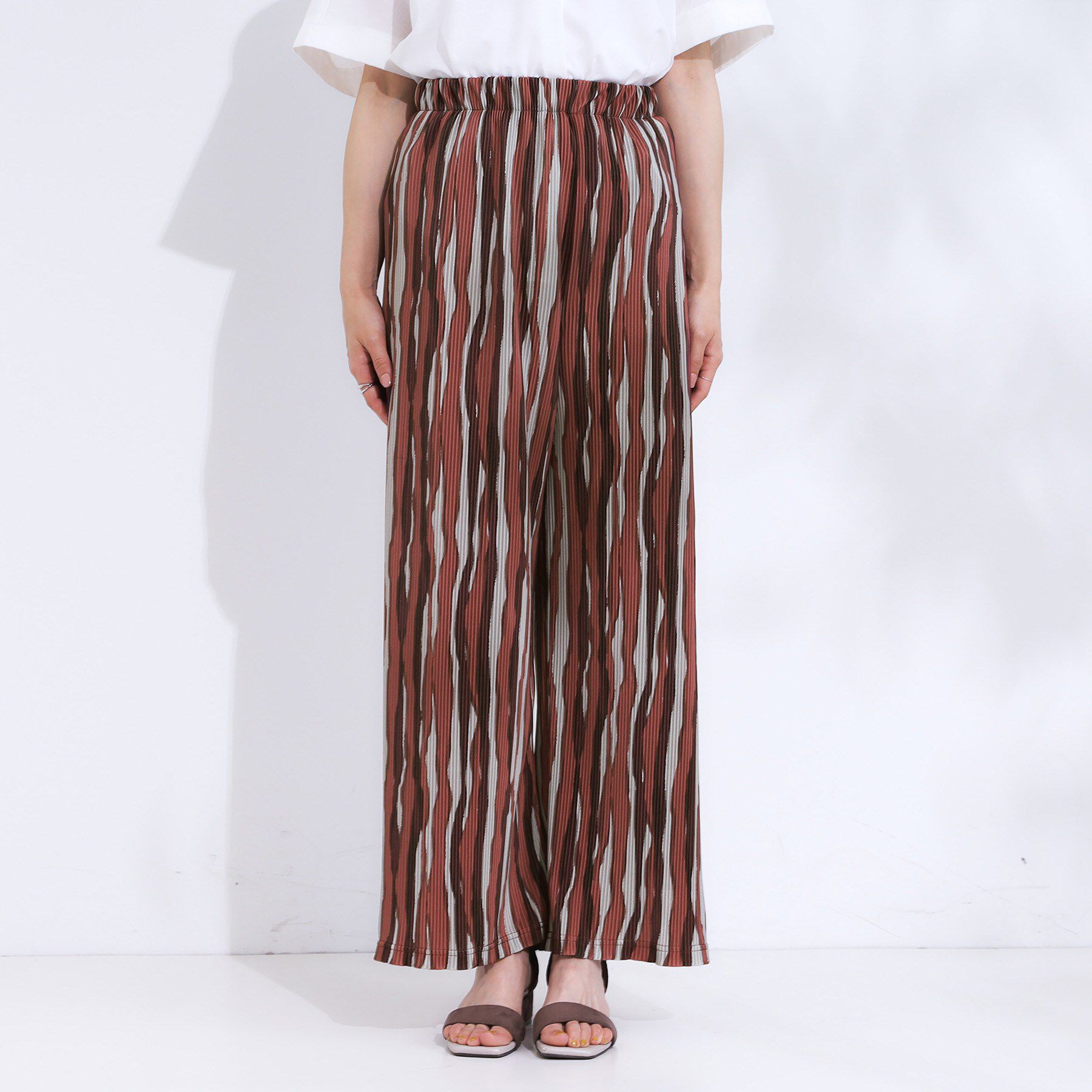 SHOO･LA･RUE「【S-LL】さらさら楽ちん プリーツ ワイドパンツ」|その他|