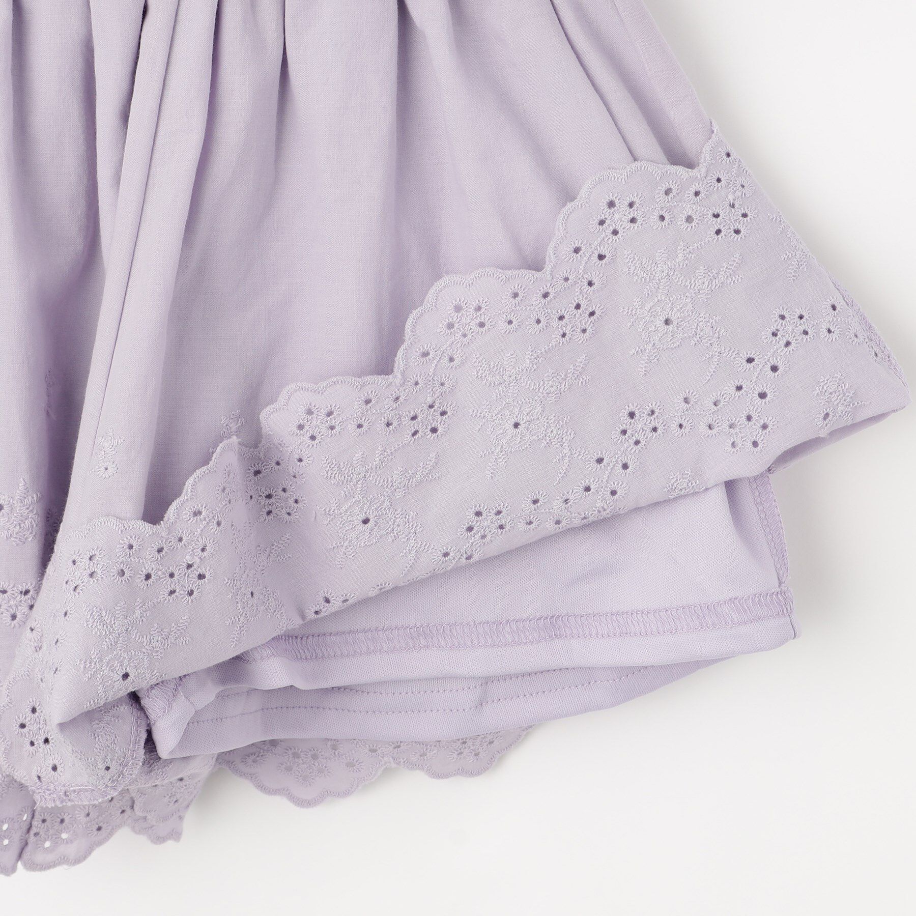 SHOO･LA･RUE「【100-150cm】ガーリーコーデに カットワークレースキュロット」|キュロット|