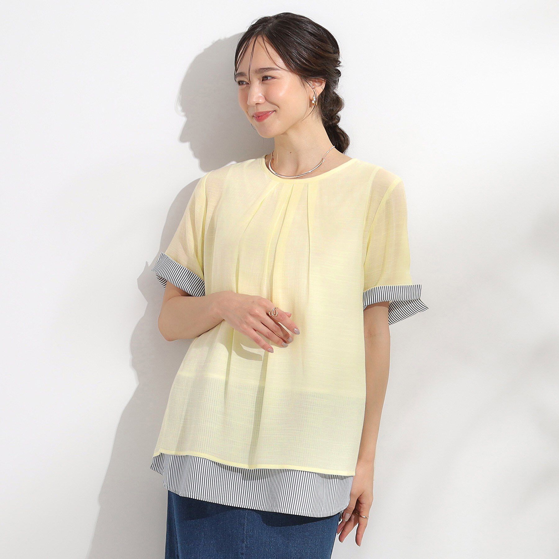 SHOO･LA･RUE「【洗える/S-LL】着るだけでコーデが決まる 裾レイヤードトップス」|Tシャツ・カットソー|