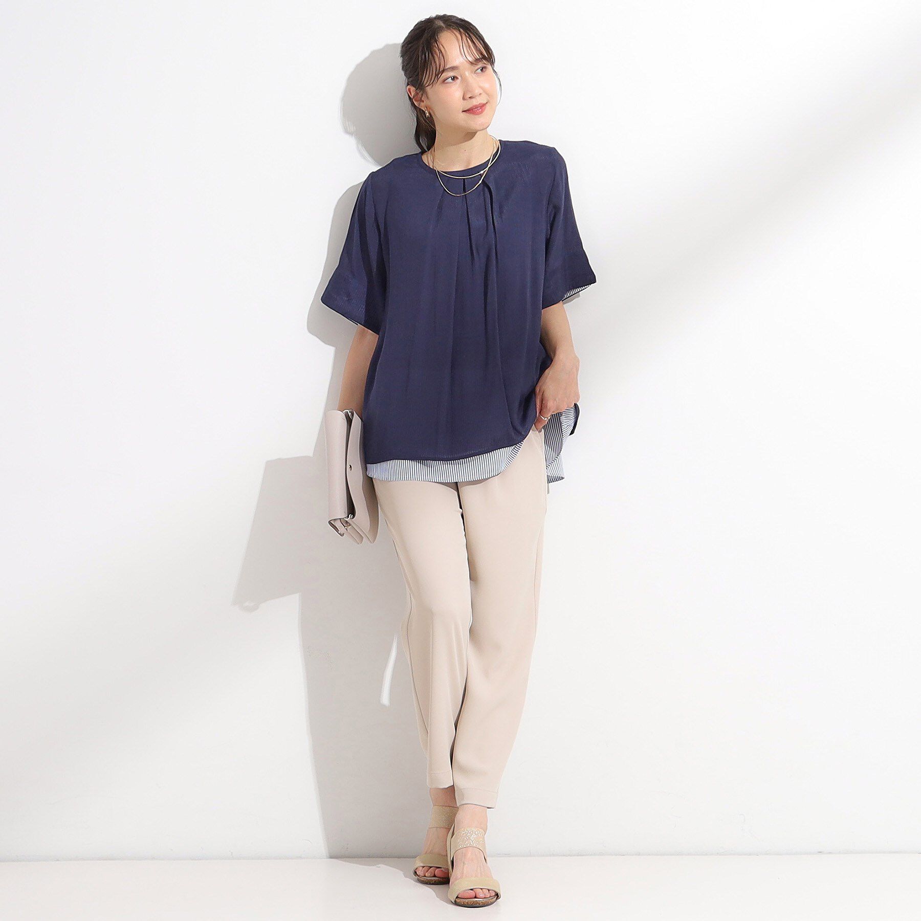 SHOO･LA･RUE「【洗える/S-LL】着るだけでコーデが決まる 裾レイヤードトップス」|Tシャツ・カットソー|